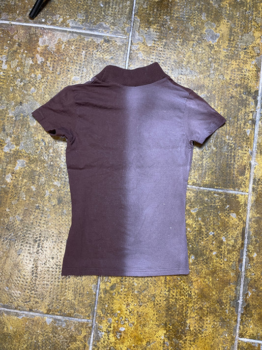 Adolfo Dominguez Short Sleeve Top Brown 2000s y2k - S