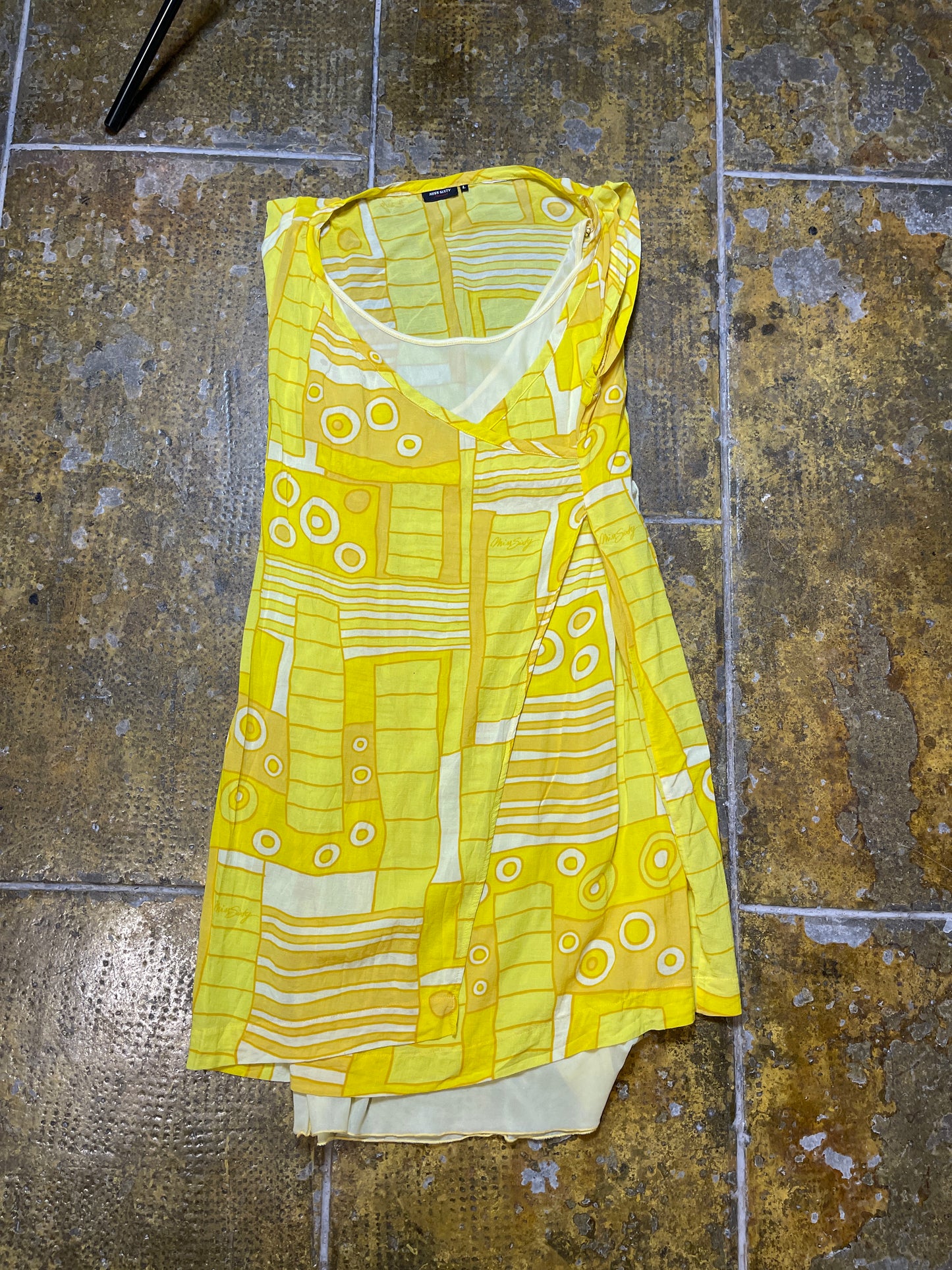 Miss Sixty Sleeveless Summer Dress Yellow 2000s y2k - L