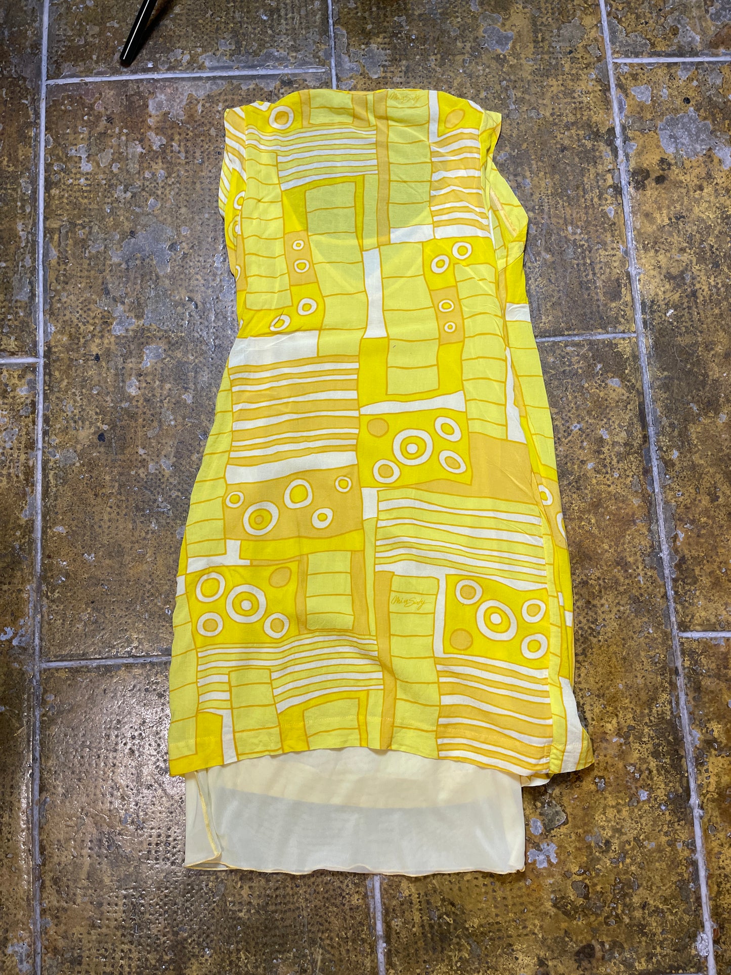 Miss Sixty Sleeveless Summer Dress Yellow 2000s y2k - L