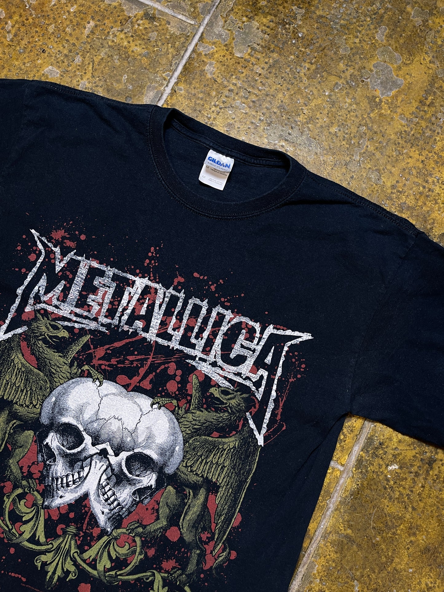 Metallica 2007 Band T-Shirt Black 2000s y2k Two Skulls - M