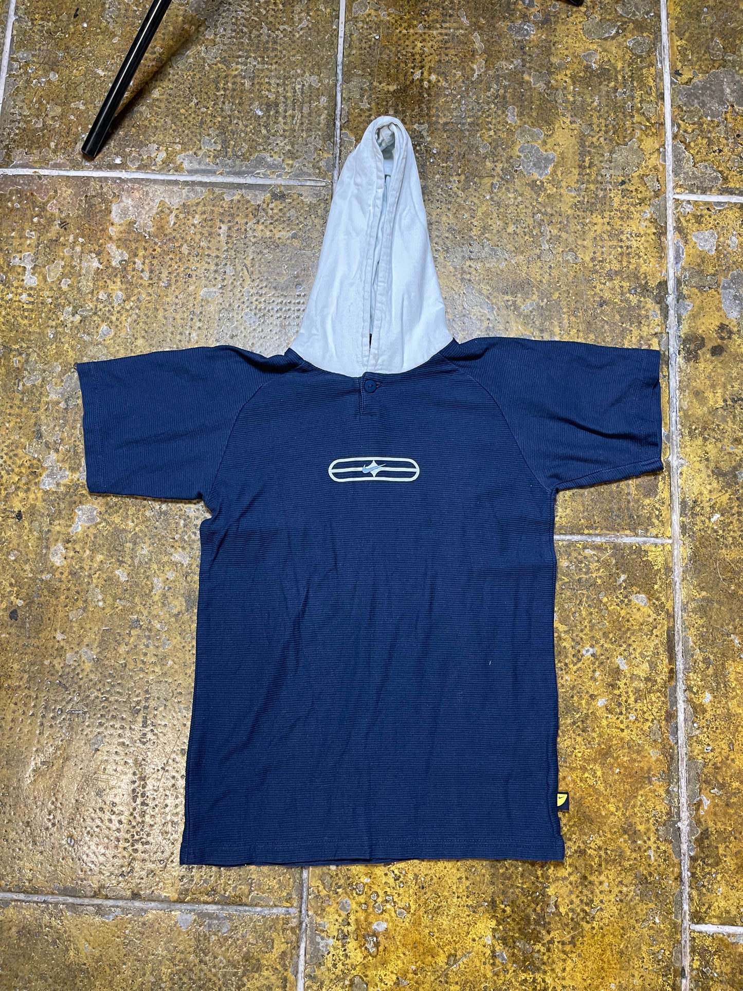 Nike Short Sleeve Top Hoodie Navy 1990s - XS