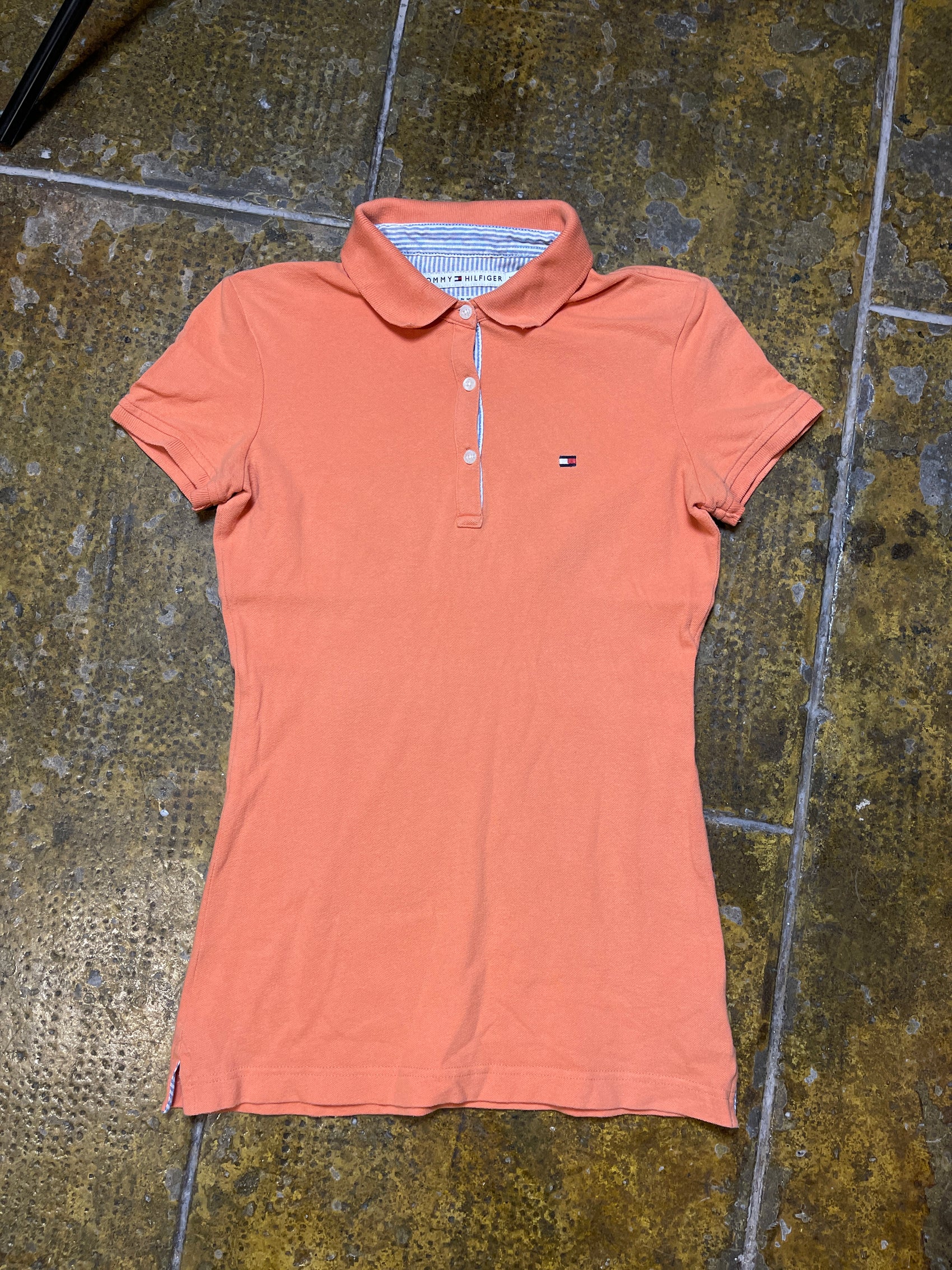 Tommy Hilfiger Short Sleeve Polo Top Orange 2000s y2k - XS