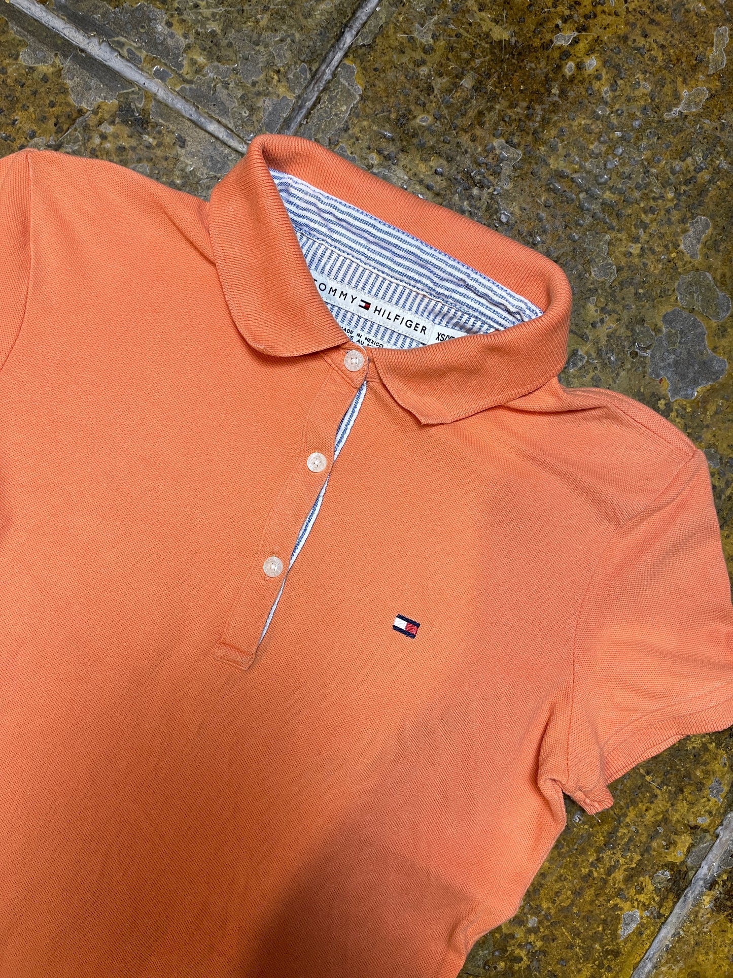 Tommy Hilfiger Short Sleeve Polo Top Orange 2000s y2k - XS