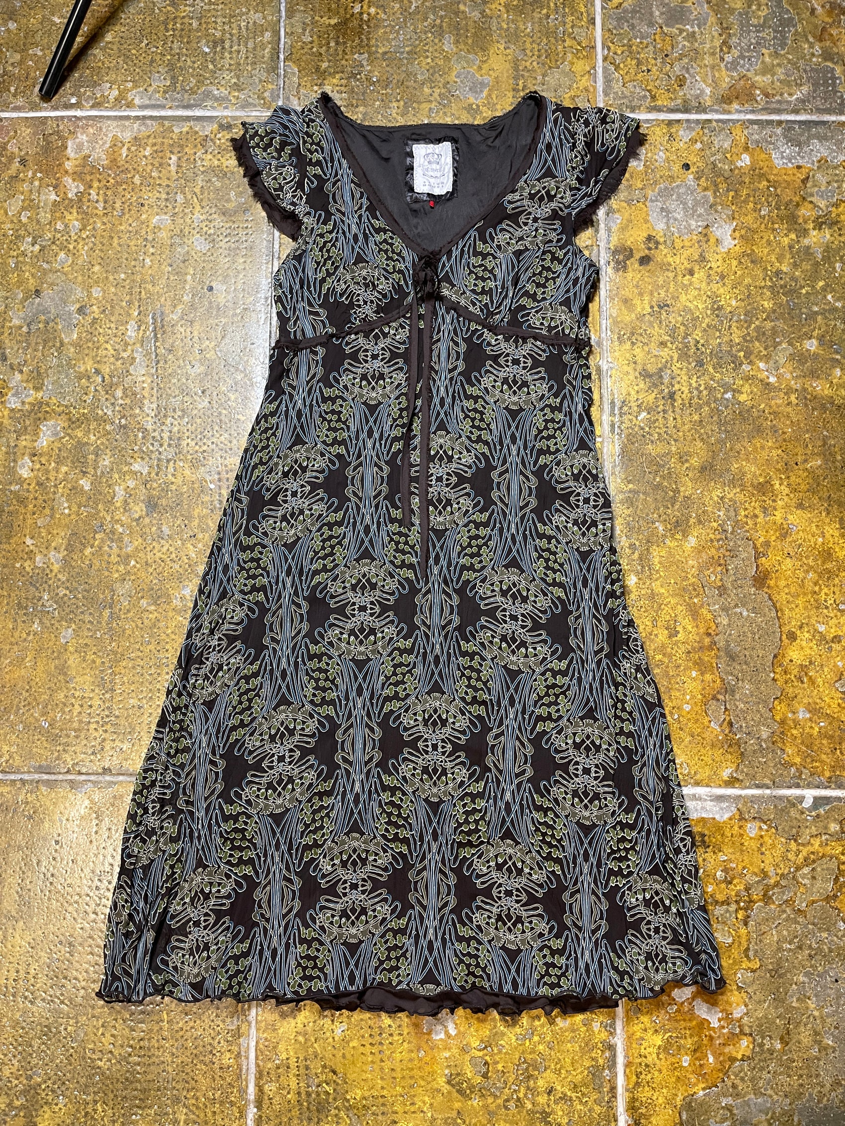 Esprit Short Sleeve Dress Summer Brown 2000s y2k Fairy - M