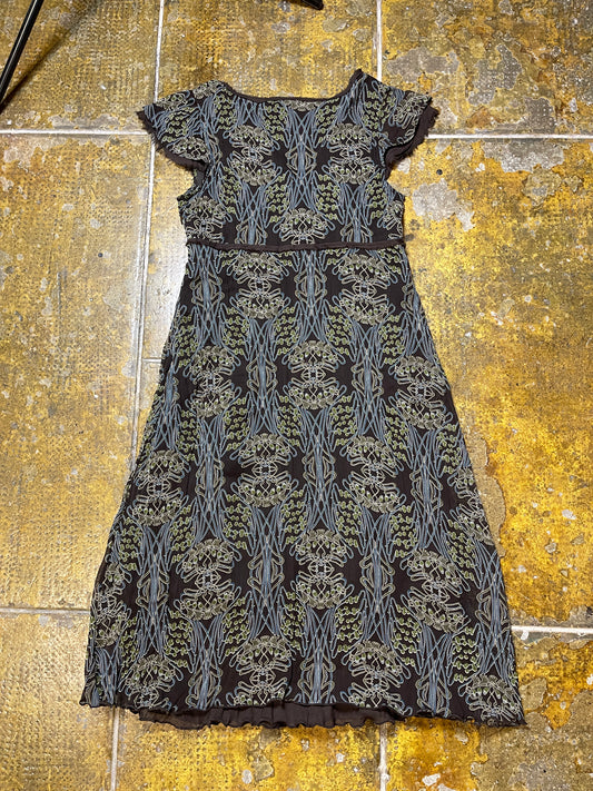Esprit Short Sleeve Dress Summer Brown 2000s y2k Fairy - M