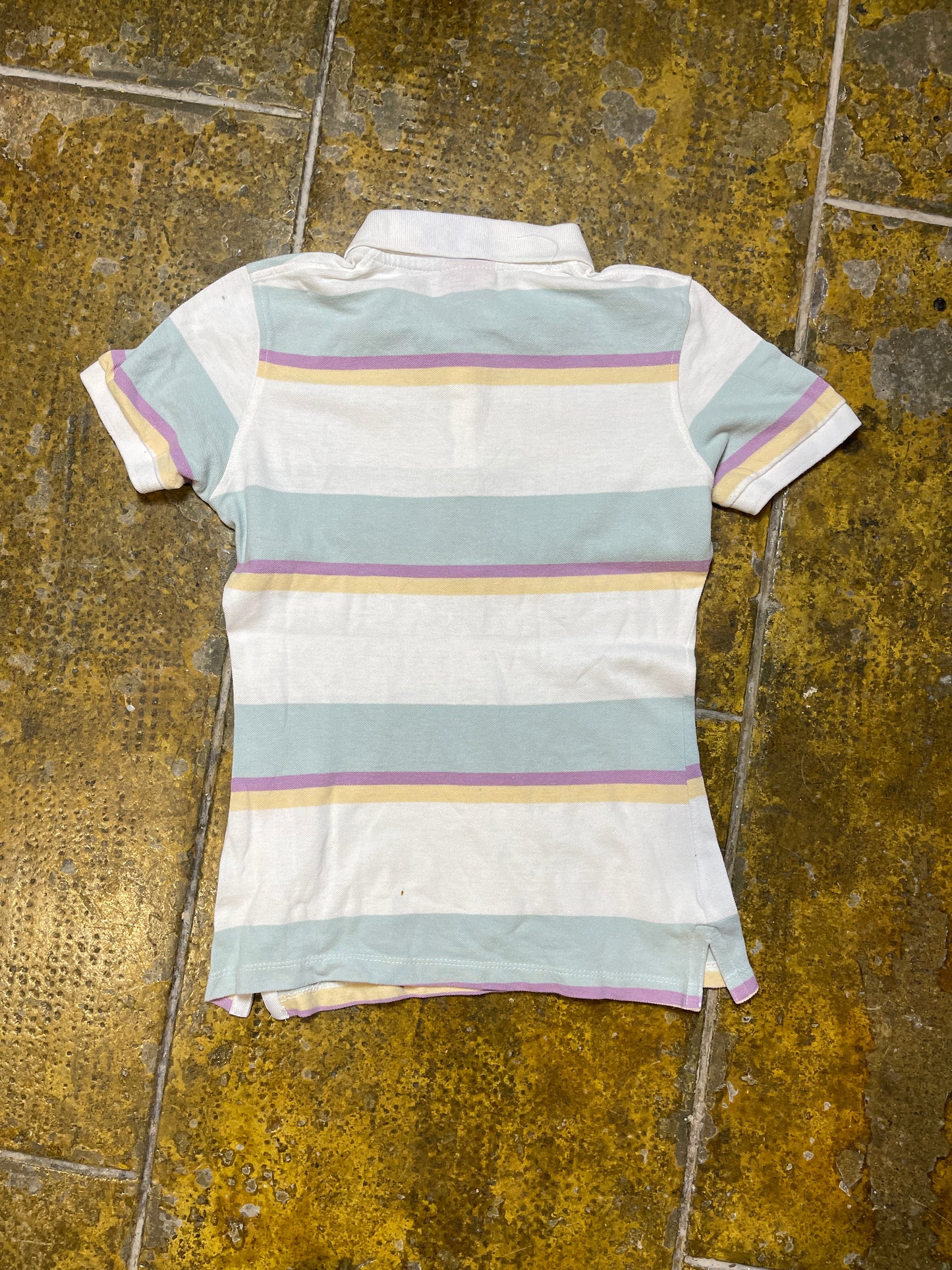 Fly Emirates Short Sleeve Polo Top White Multicolor 2000s y2k - XS