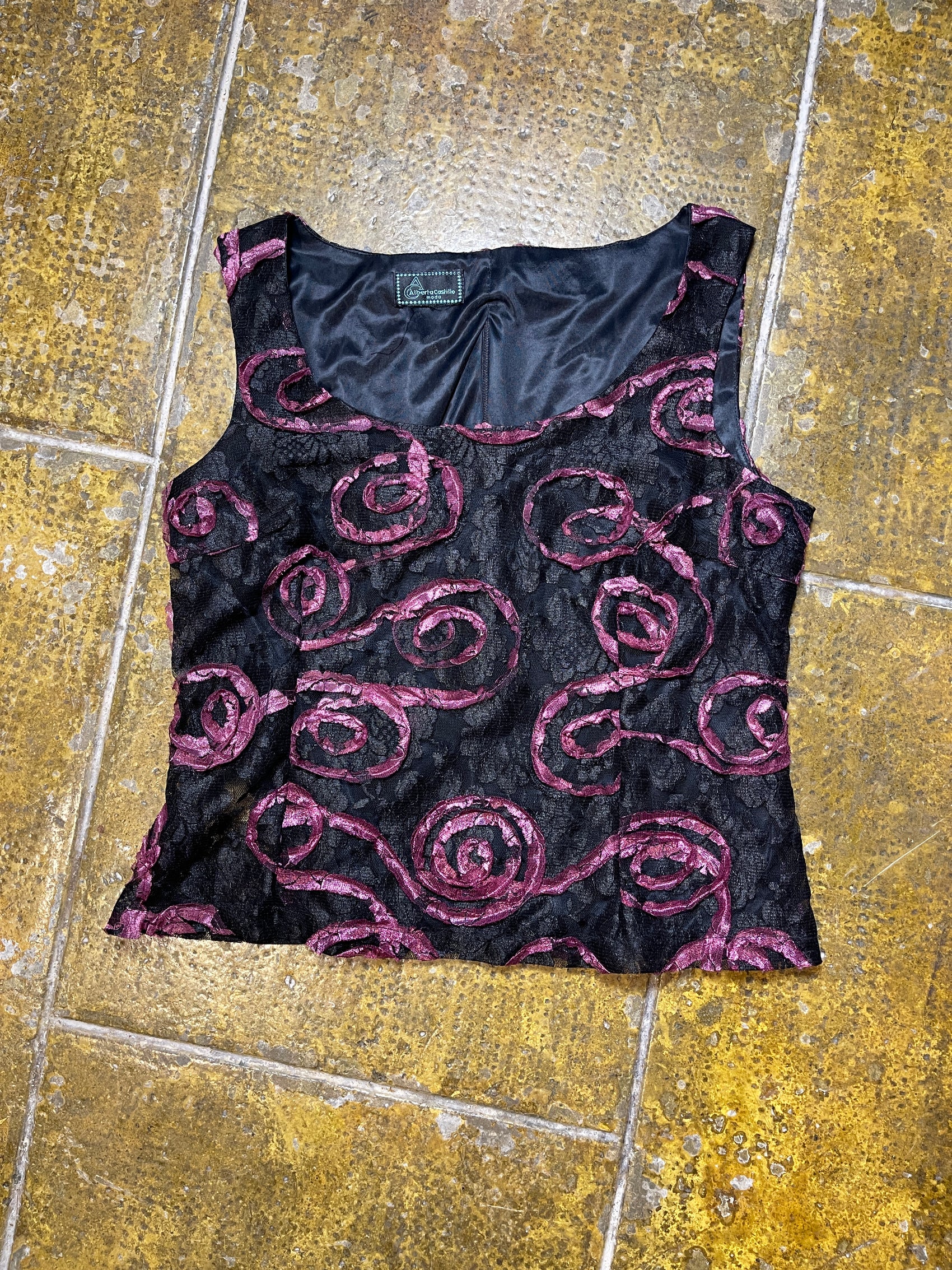 Alberta Castillo Sleeveless Top Black Purple 2000s y2k - XXL
