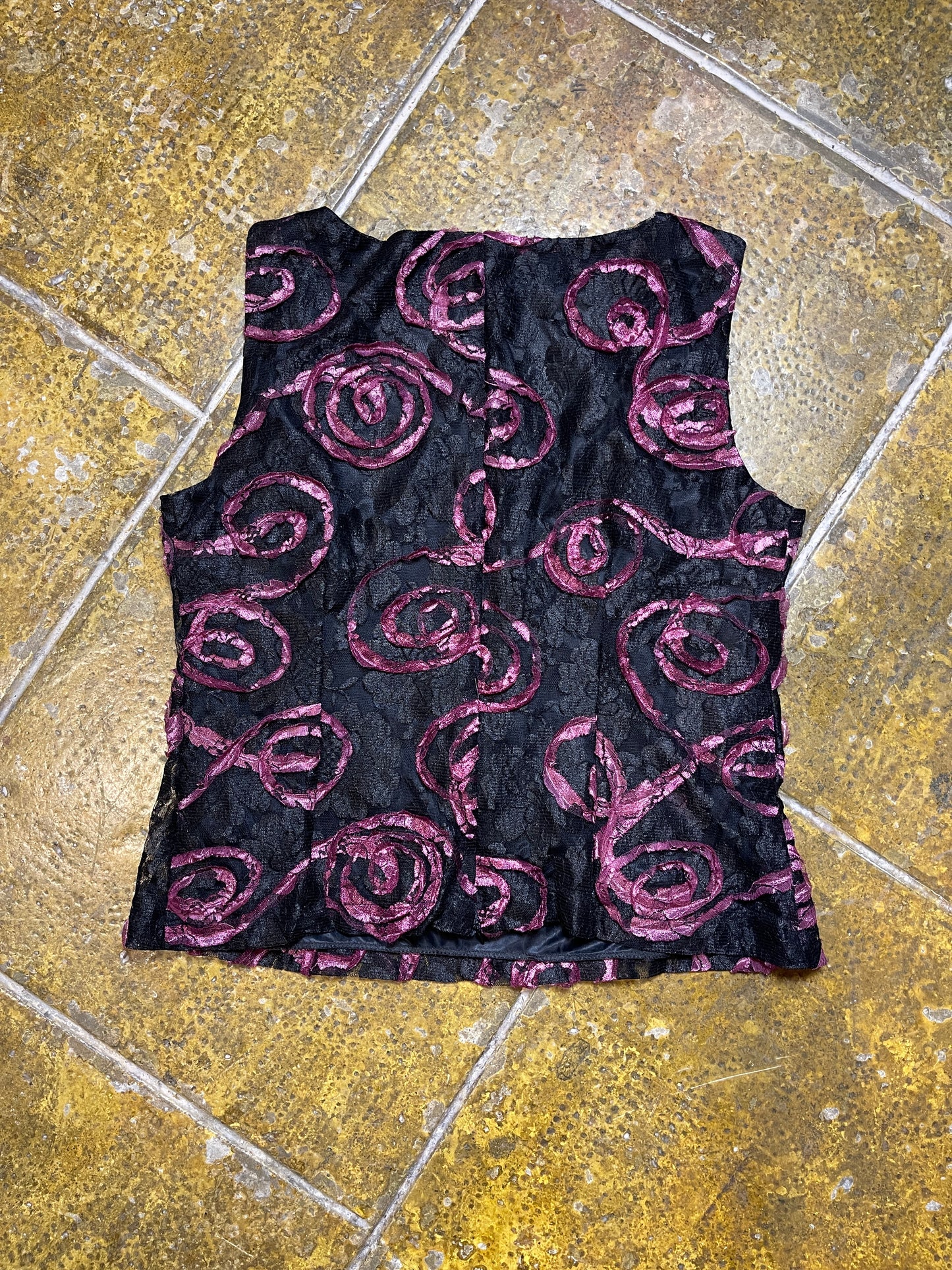 Alberta Castillo Sleeveless Top Black Purple 2000s y2k - XXL