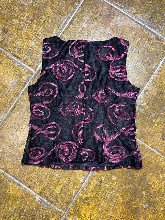 Alberta Castillo Sleeveless Top Black Purple 2000s y2k - XXL