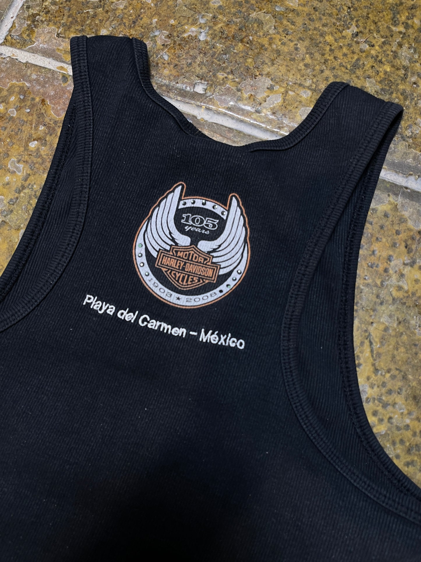 Harley Davidson Sleeveless Biker Top Black 2008 - M