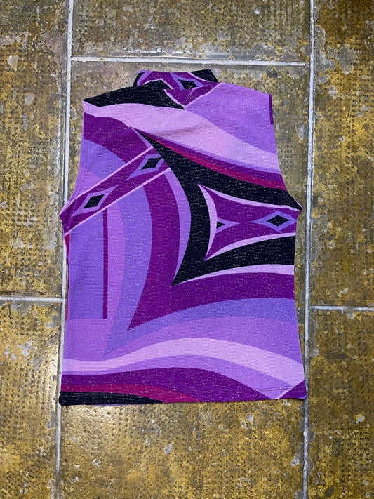 A de T Sleeveless Top Purple Black 2000s y2k Metallic - M