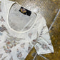 Harley Davidson See Through Short Sleeve Top Cream 2000s y2k Mad in USA - XS