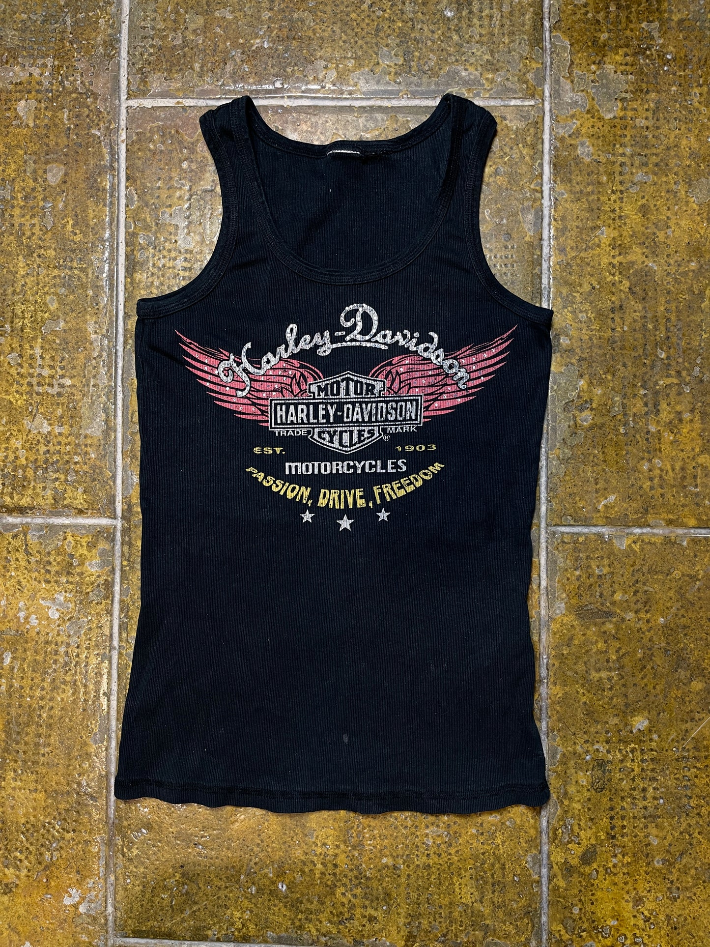 Harley Davidson Sleeveless Biker Top Black 2000s y2k - M