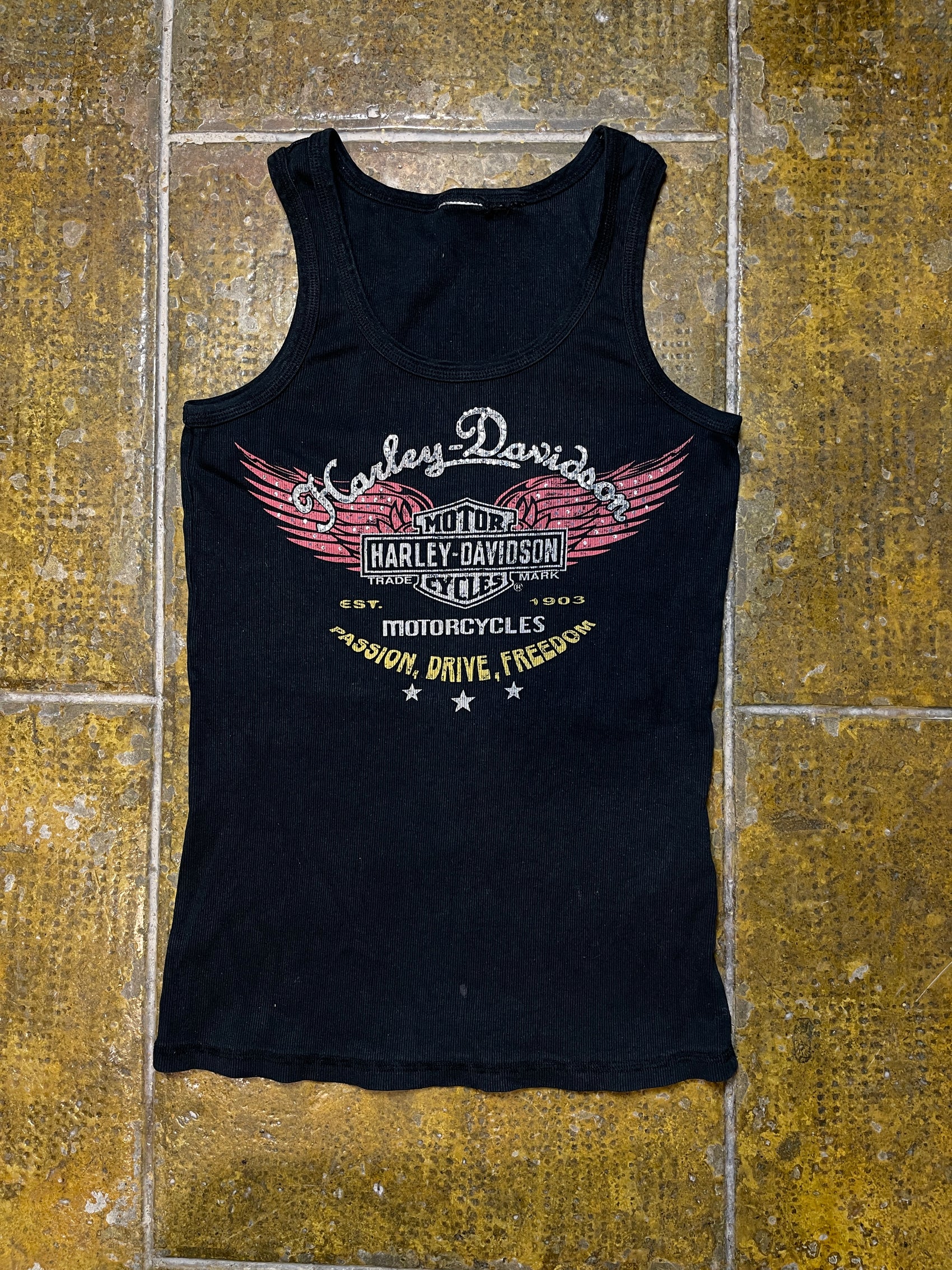 Harley Davidson Sleeveless Biker Top Black 2000s y2k - M