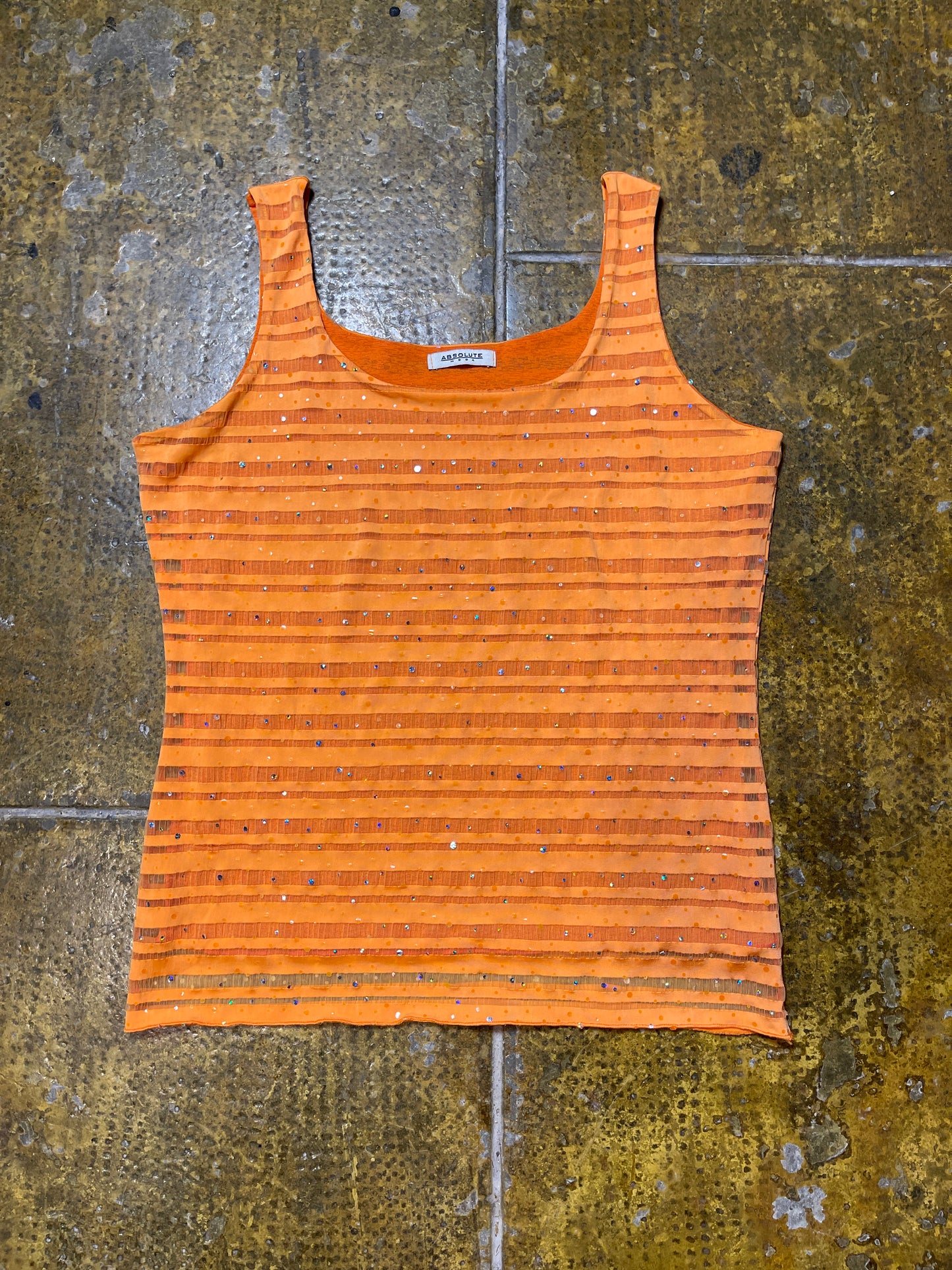 Absolute Sleeveless Top Orange Shiny 2000s y2k - XL