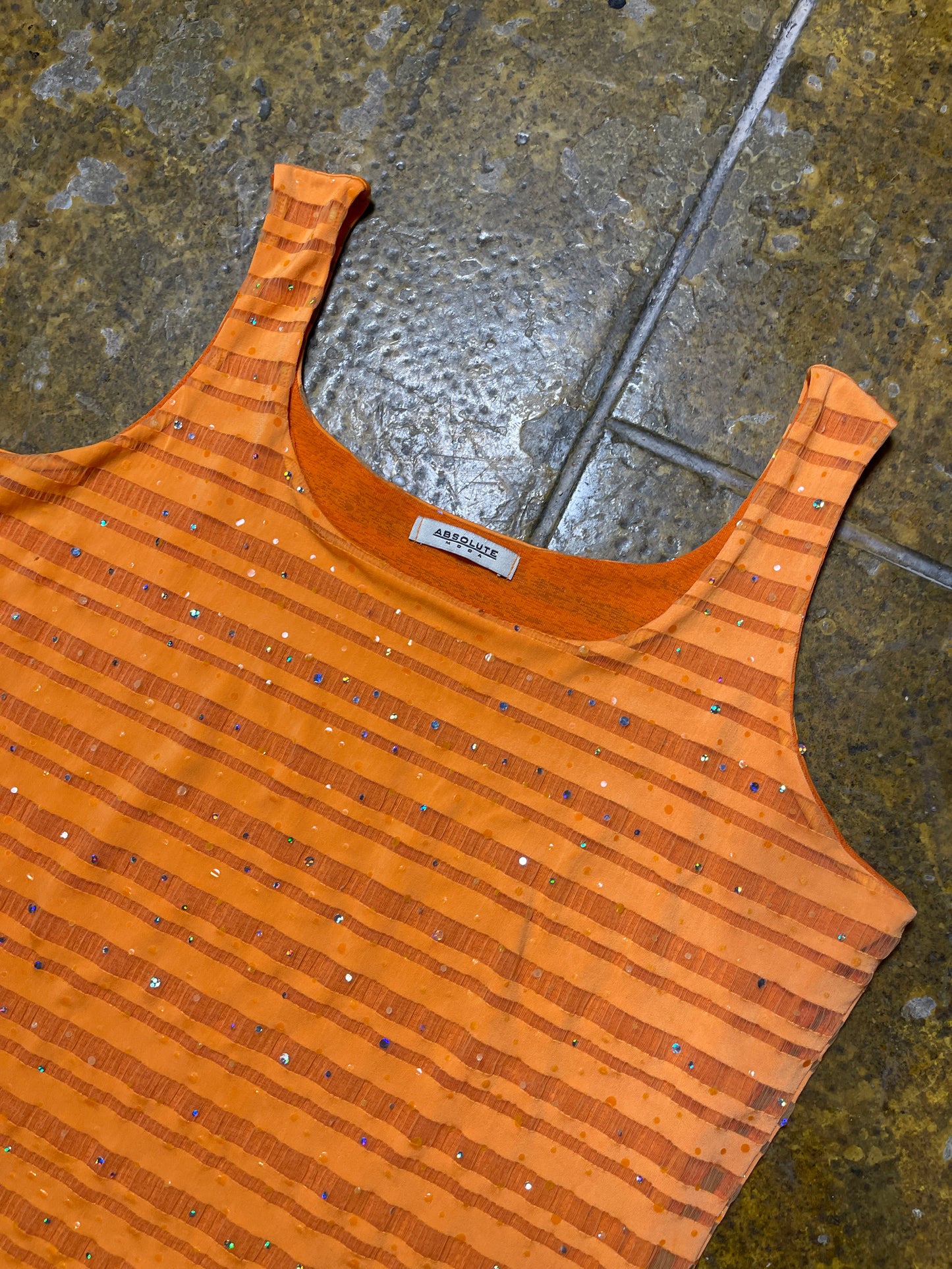 Absolute Sleeveless Top Orange Shiny 2000s y2k - XL