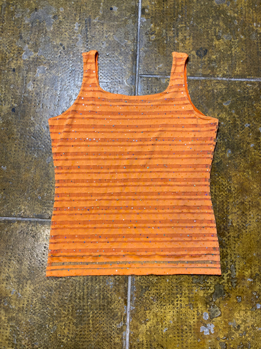 Absolute Sleeveless Top Orange Shiny 2000s y2k - XL
