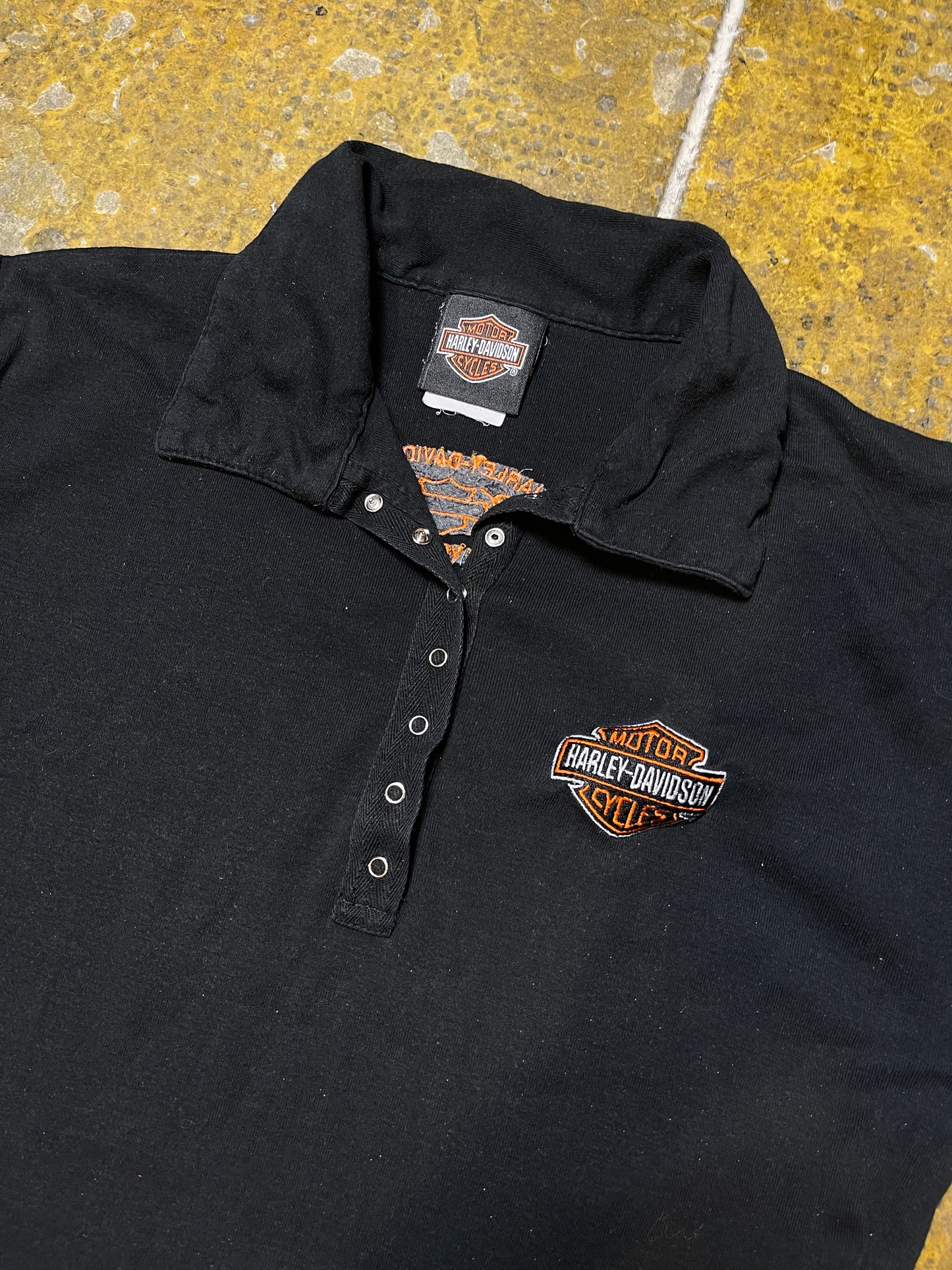 Harley Davidson New York Short Sleeve Polo Top Black 2000s y2k - M