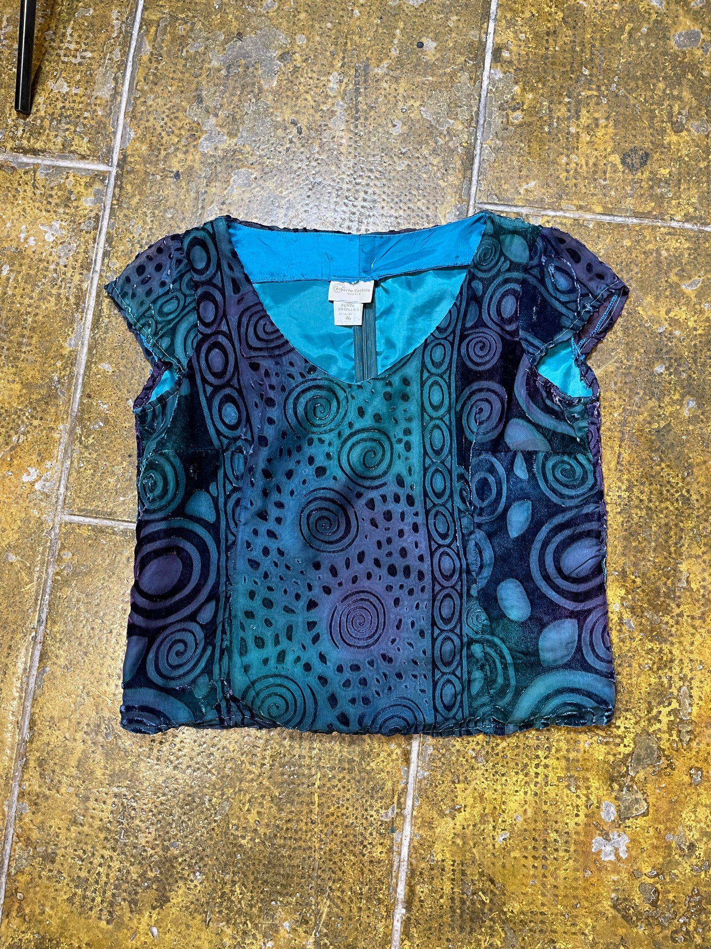 Vintage Alberta Castillo Sleeveless Top Turquoise Blue - XXXL