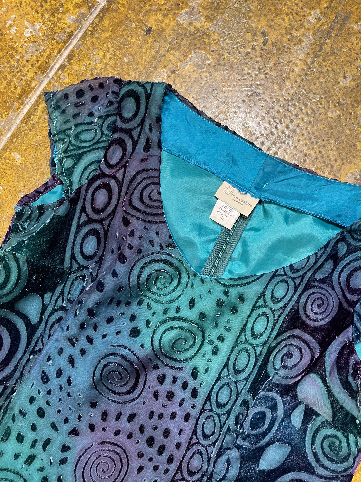 Vintage Alberta Castillo Sleeveless Top Turquoise Blue - XXXL