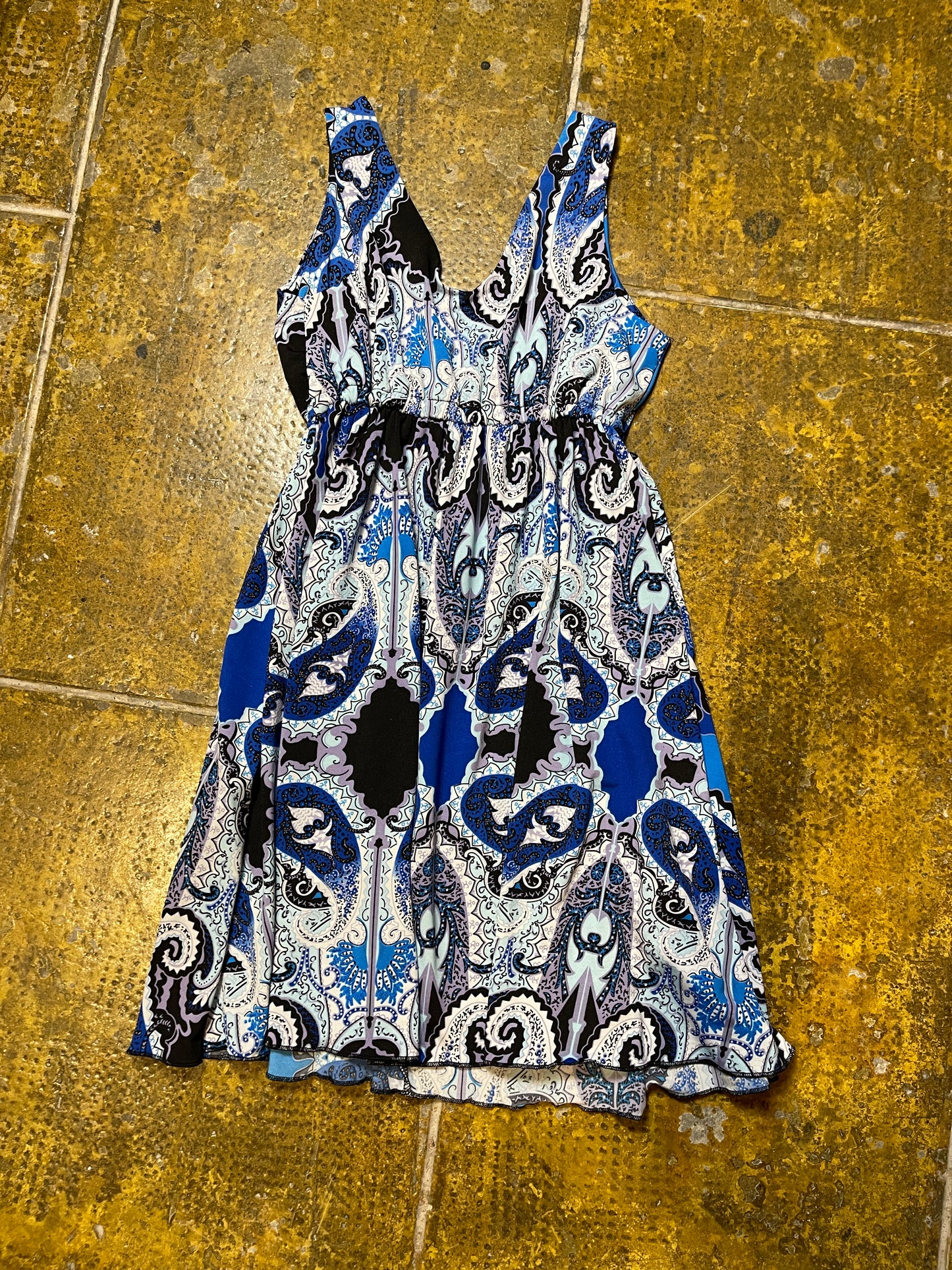Pimkie Sleeveless Summer Dress Blue White 2000s y2k - S