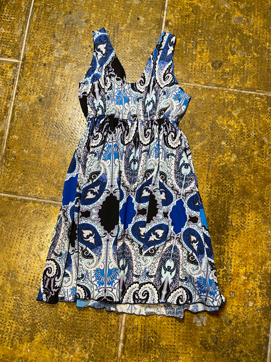 Pimkie Sleeveless Summer Dress Blue White 2000s y2k - S