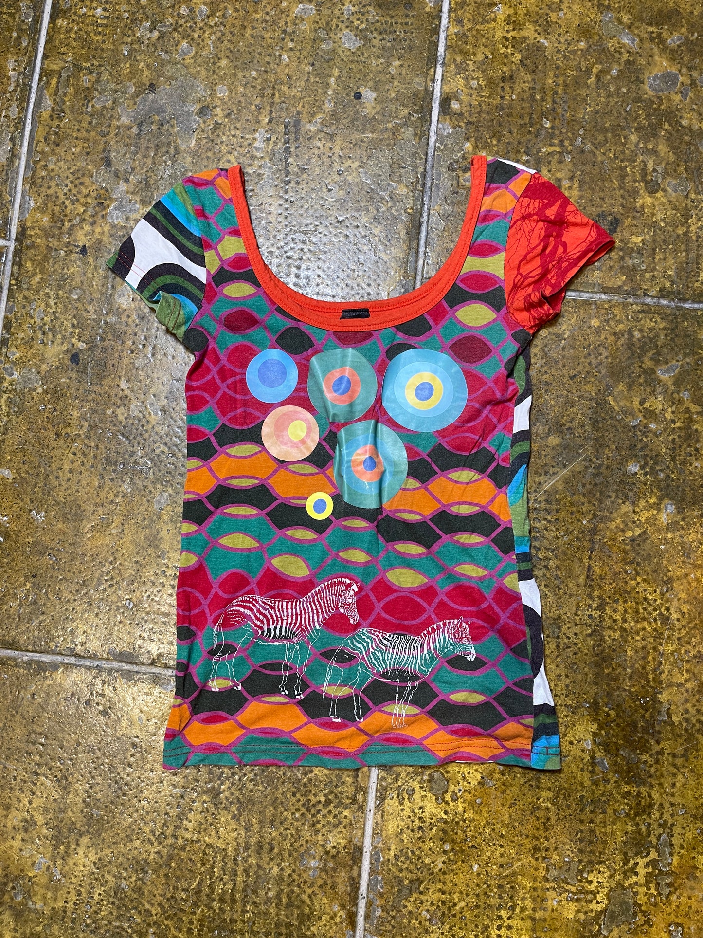 Desigual Short Sleeve Top Multicolor 2000s y2k - XS
