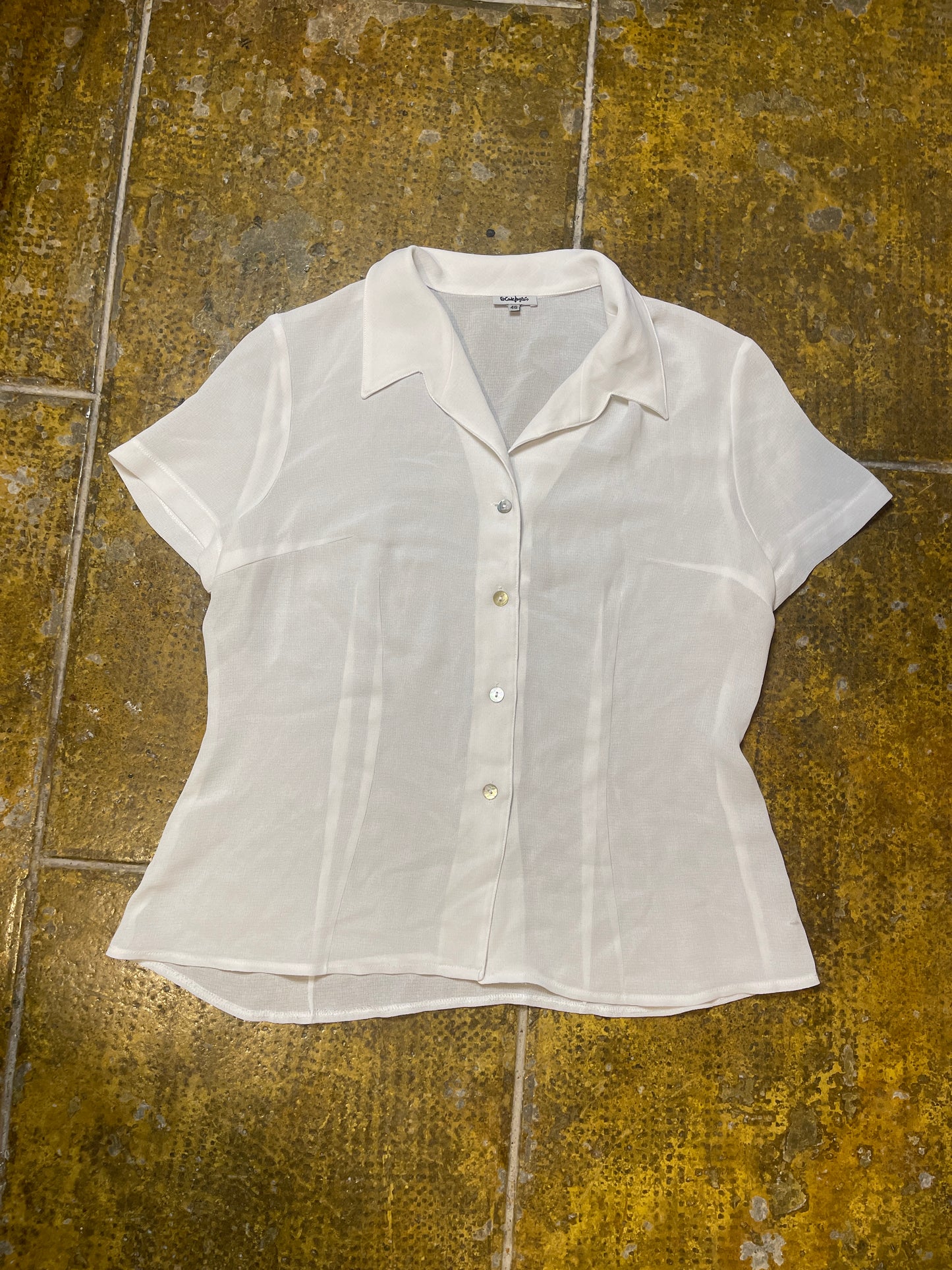 El Corte Ingles Short Sleeve See Through White Blouse Top - XXXL