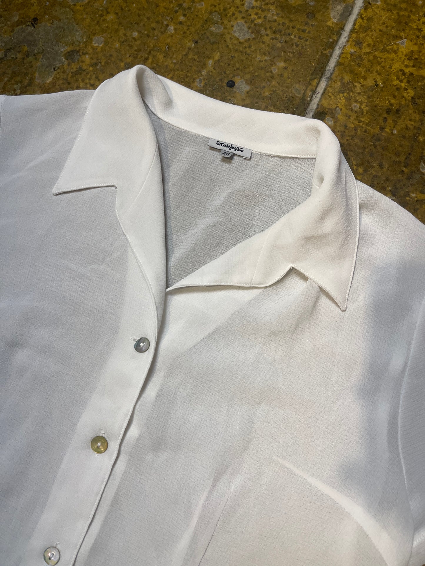 El Corte Ingles Short Sleeve See Through White Blouse Top - XXXL