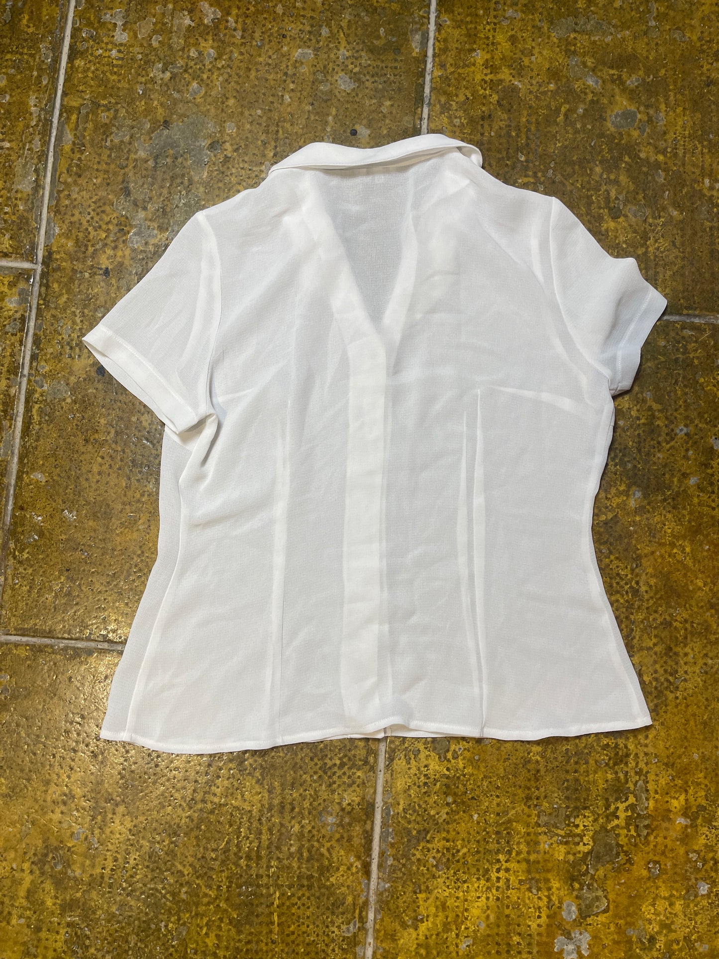 El Corte Ingles Short Sleeve See Through White Blouse Top - XXXL