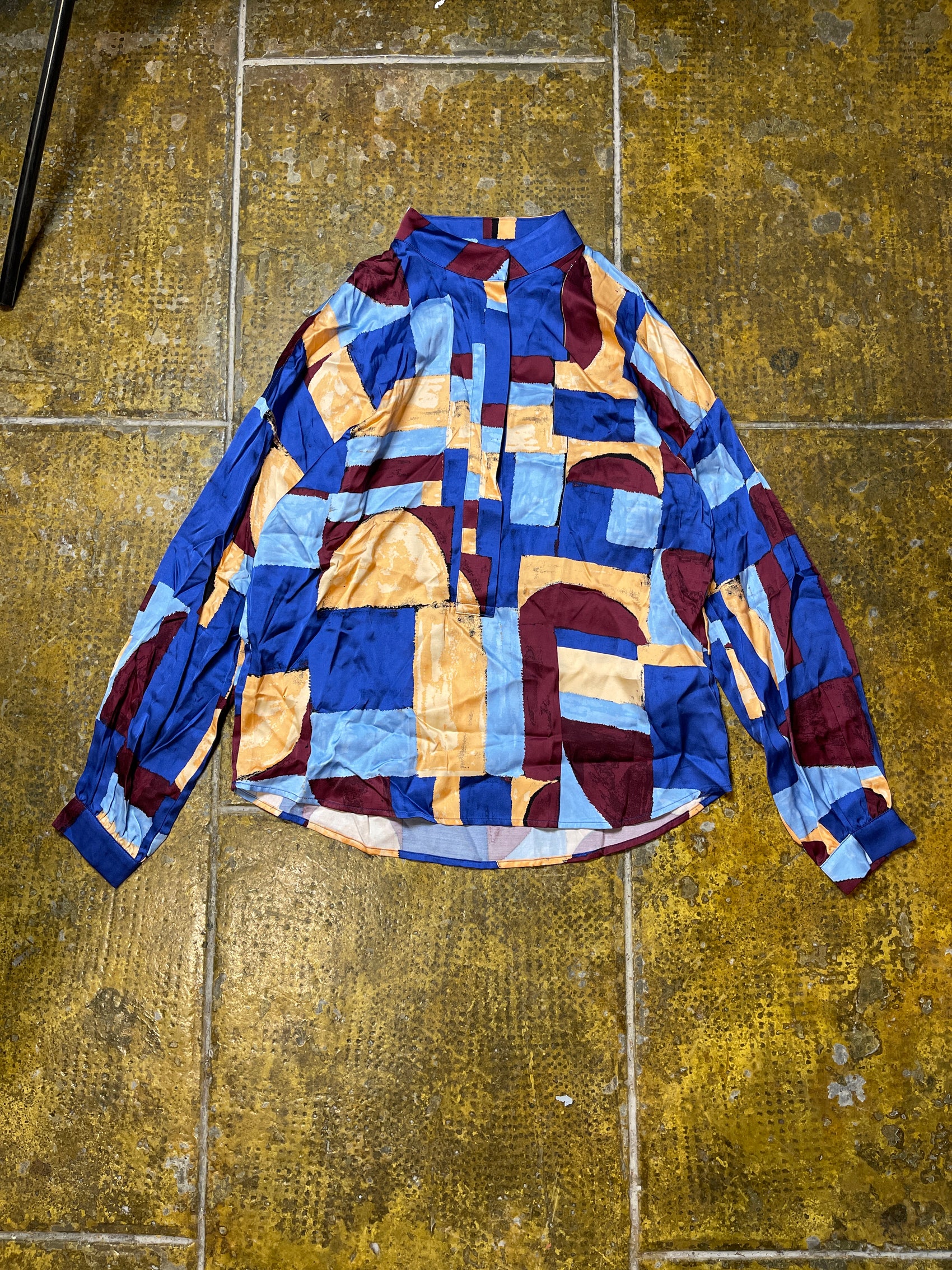 Esprit Long Sleeve Blouse Top 2000s y2k Multicolor - XS