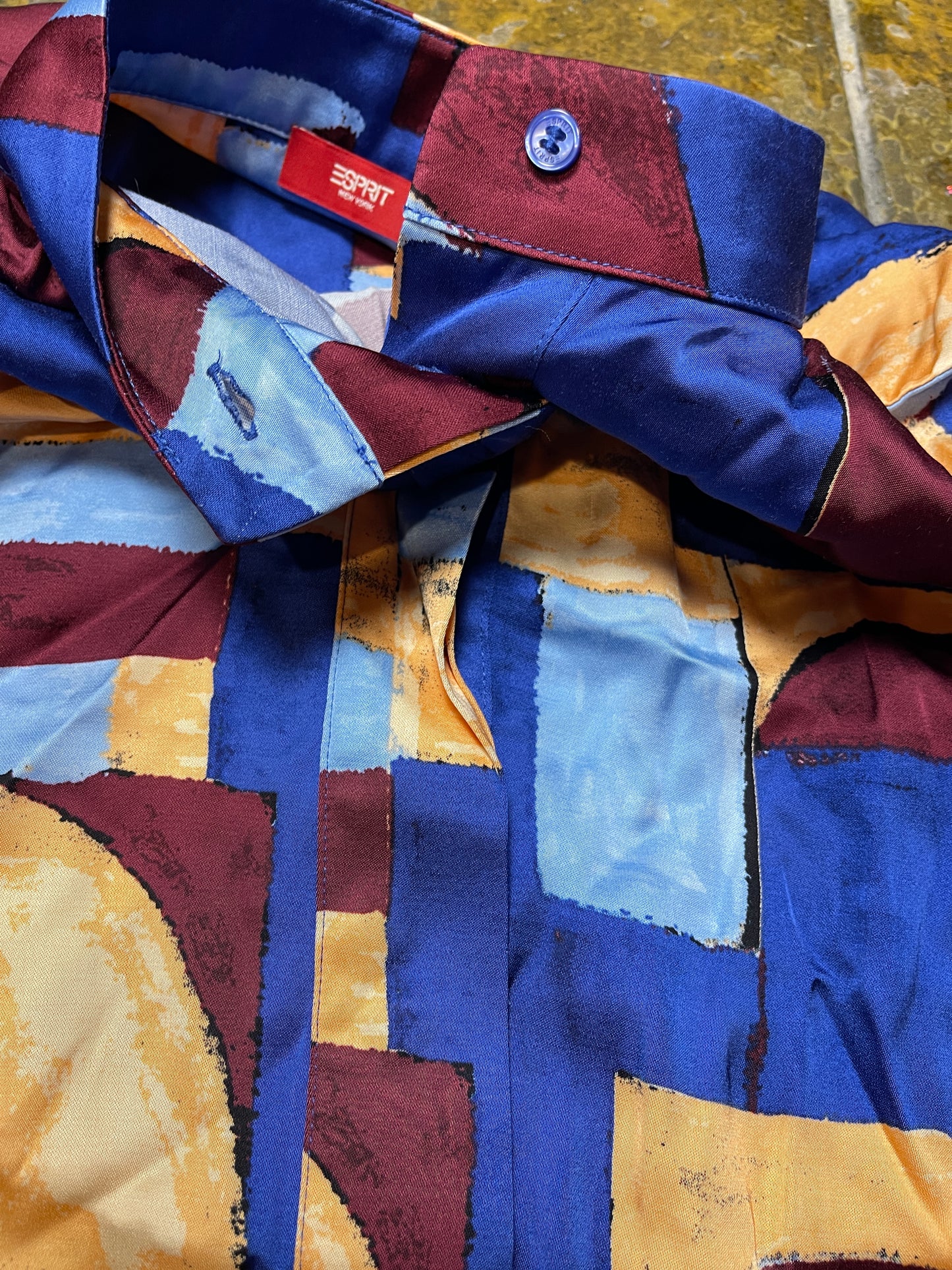 Esprit Long Sleeve Blouse Top 2000s y2k Multicolor - XS