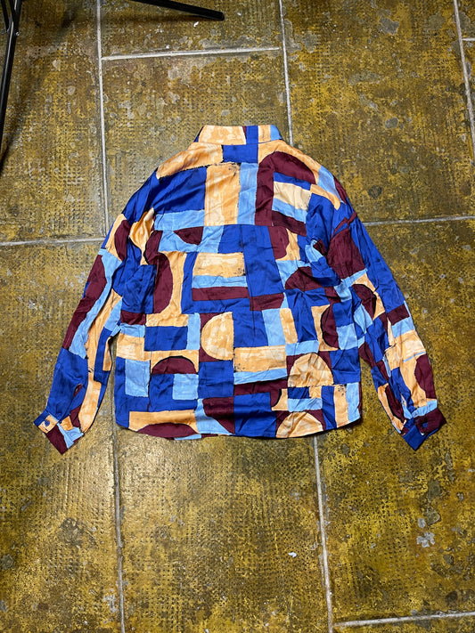 Esprit Long Sleeve Blouse Top 2000s y2k Multicolor - XS