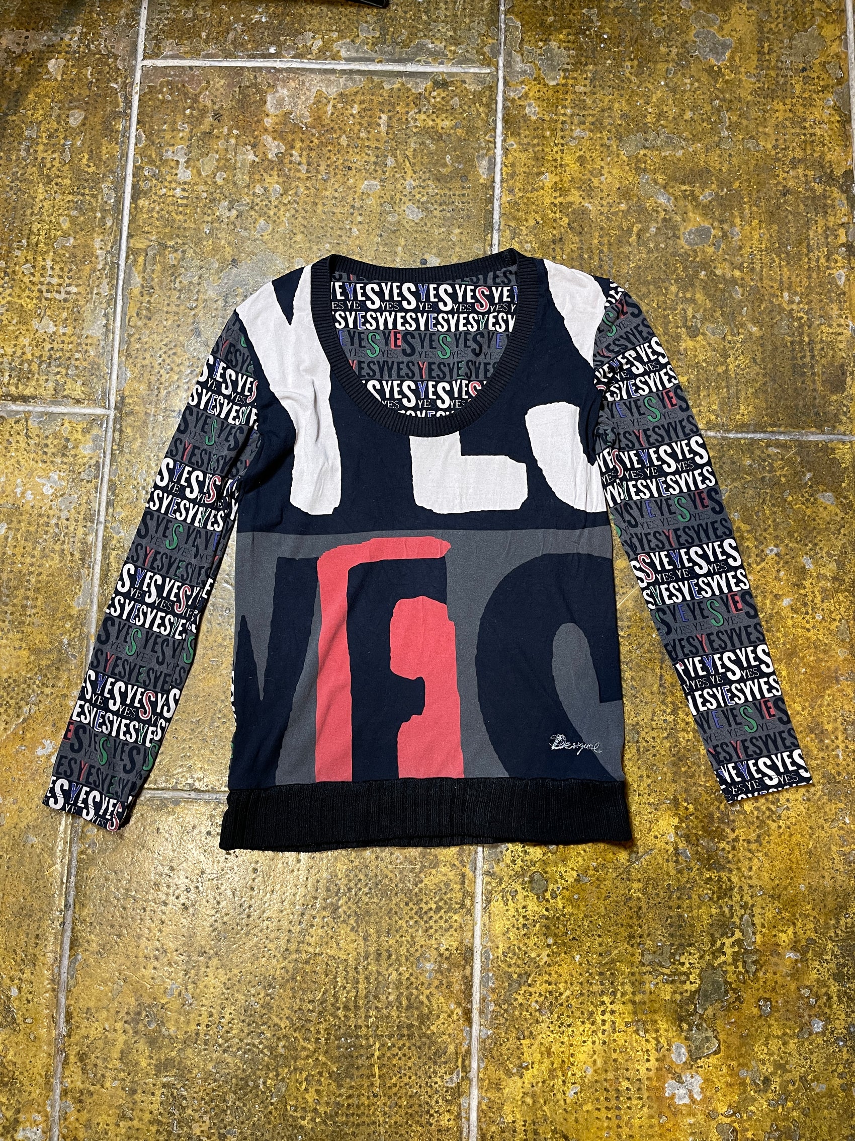 Desigual Long Sleeve Top Black Multicolor 2000s y2k - XS