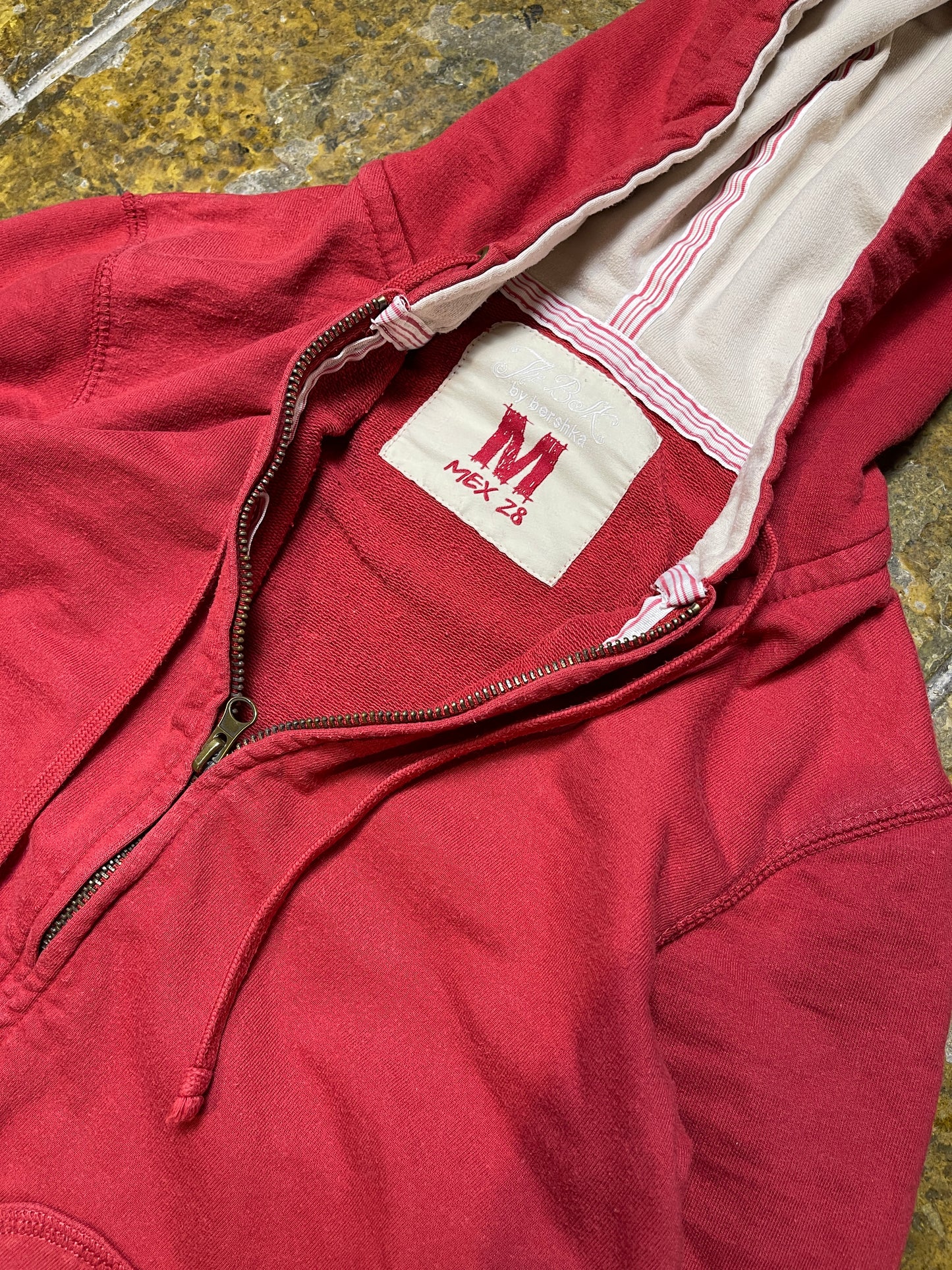 Bershka Zip Through Hoodie Red - M