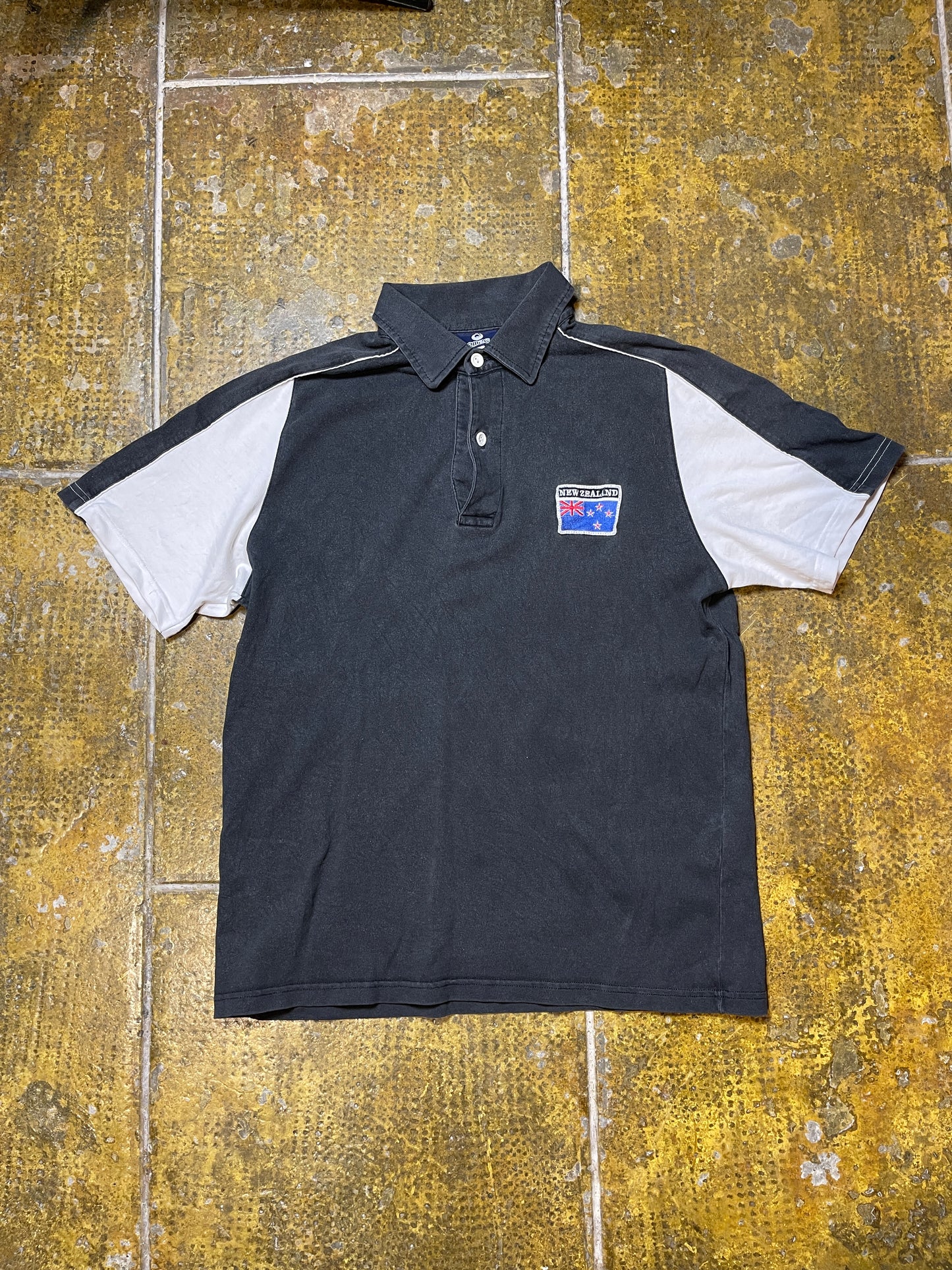 Vintage New Zealand Polo Shirt Black White - M