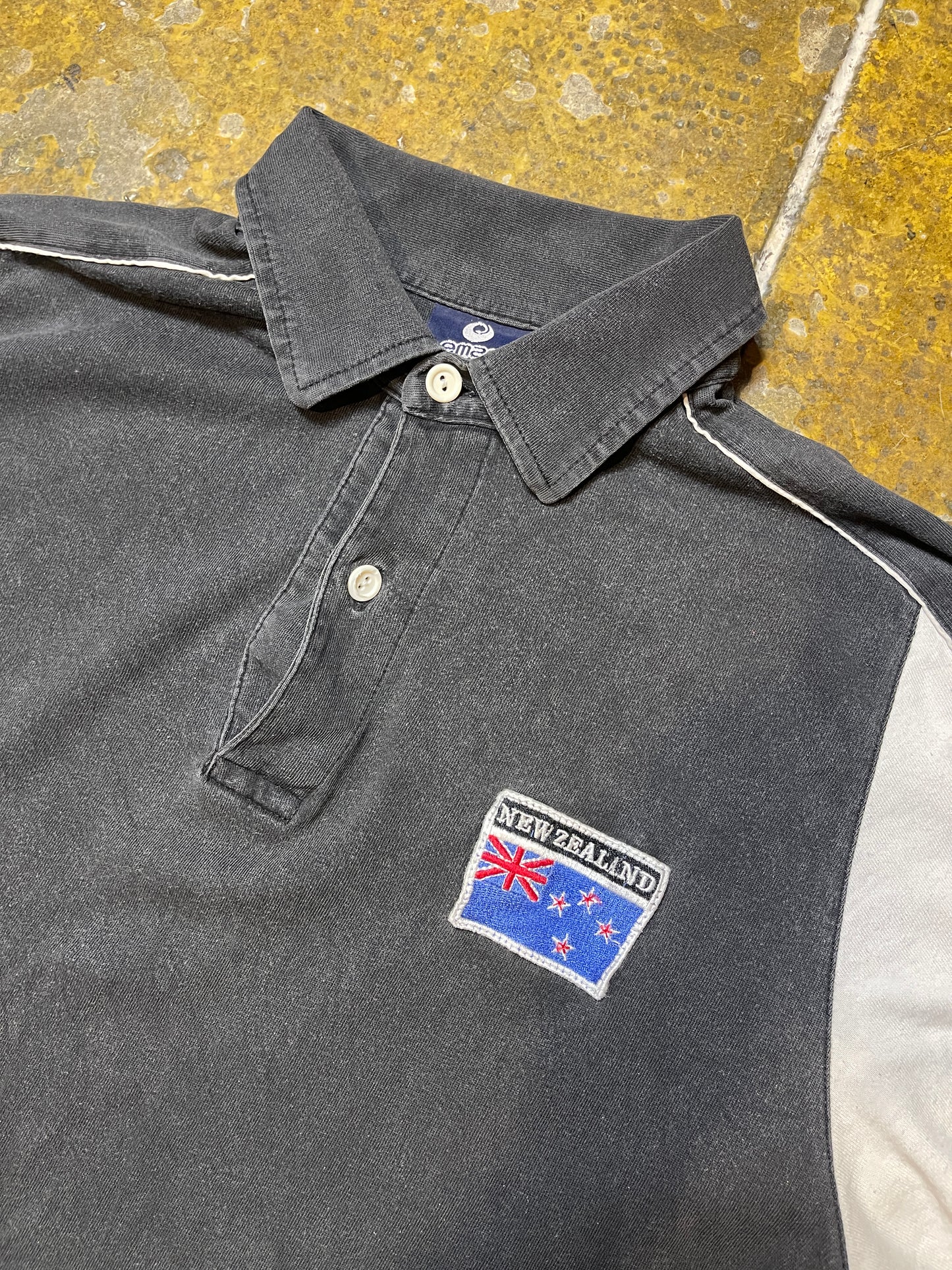 Vintage New Zealand Polo Shirt Black White - M