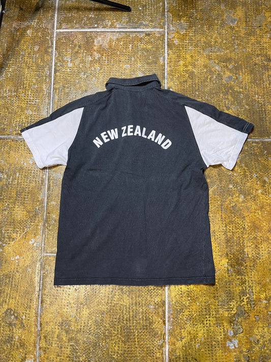 Vintage New Zealand Polo Shirt Black White - M