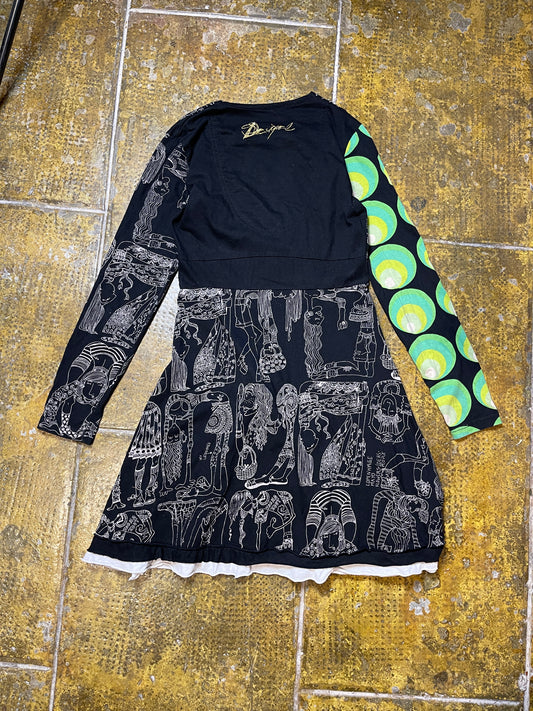 Desigual Long Sleeve Dress Multicolor 2000s y2k - L