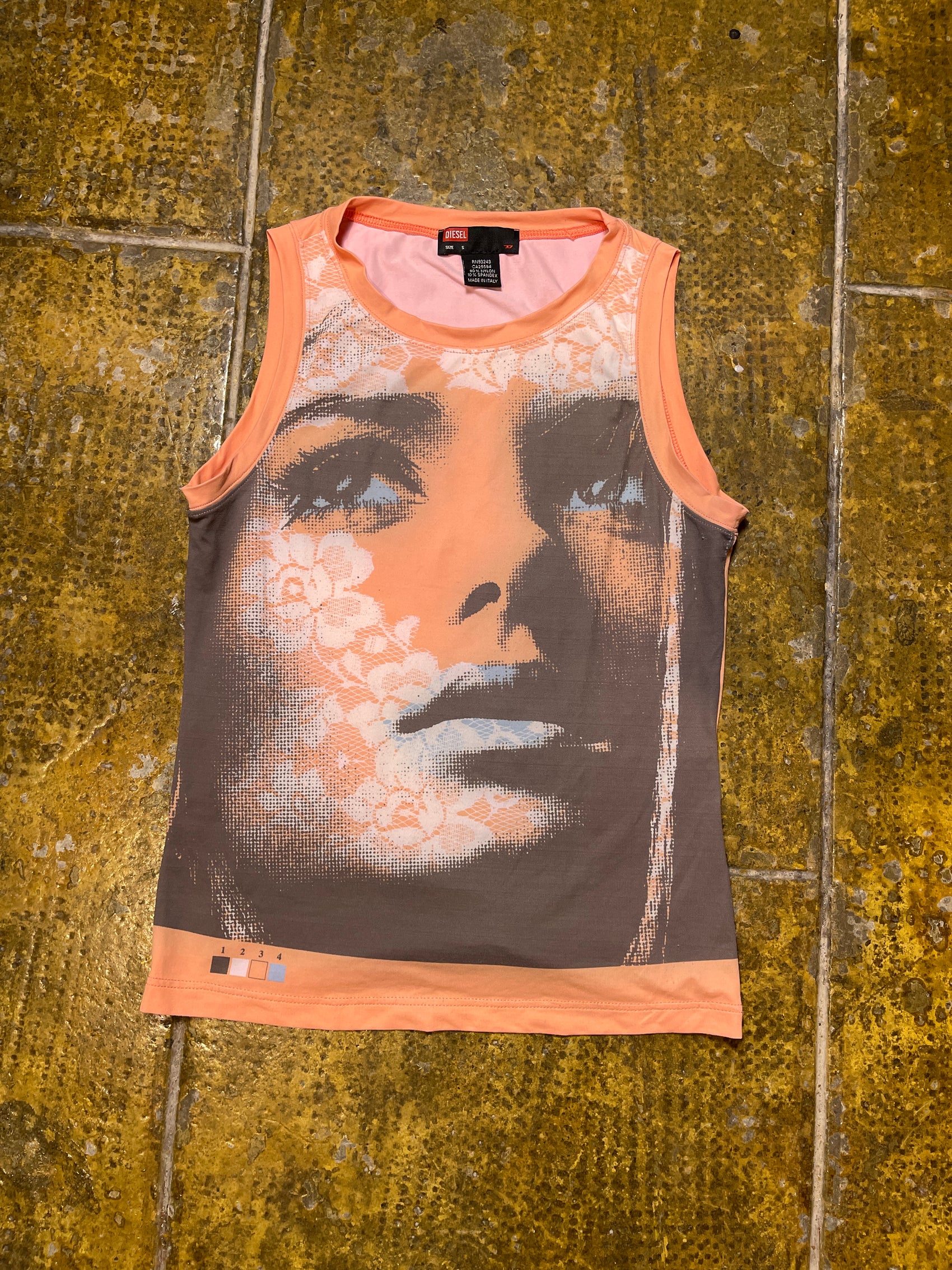 Diesel Sleeveless Top Apricot 2000s y2k Face - S