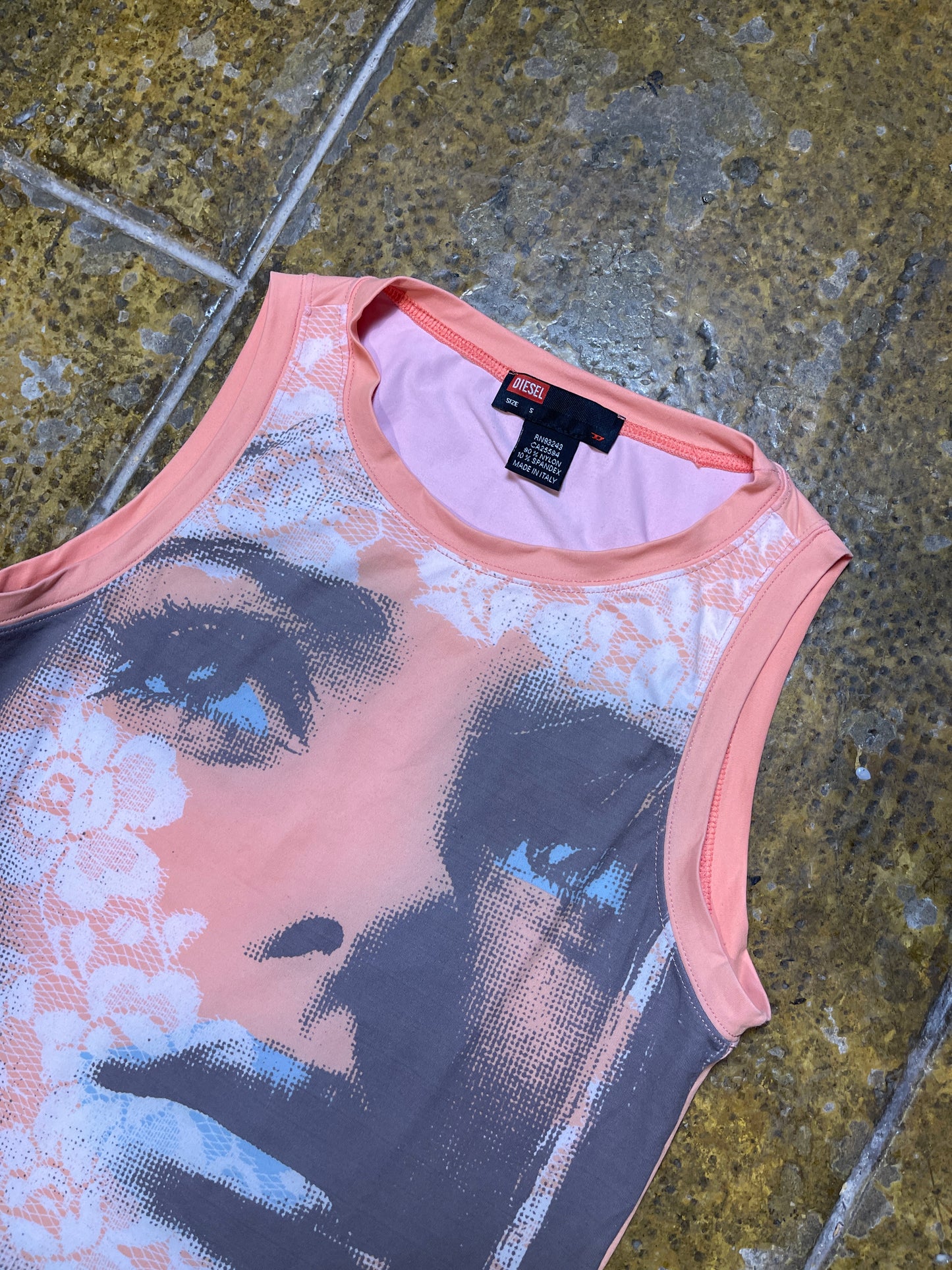 Diesel Sleeveless Top Apricot 2000s y2k Face - S