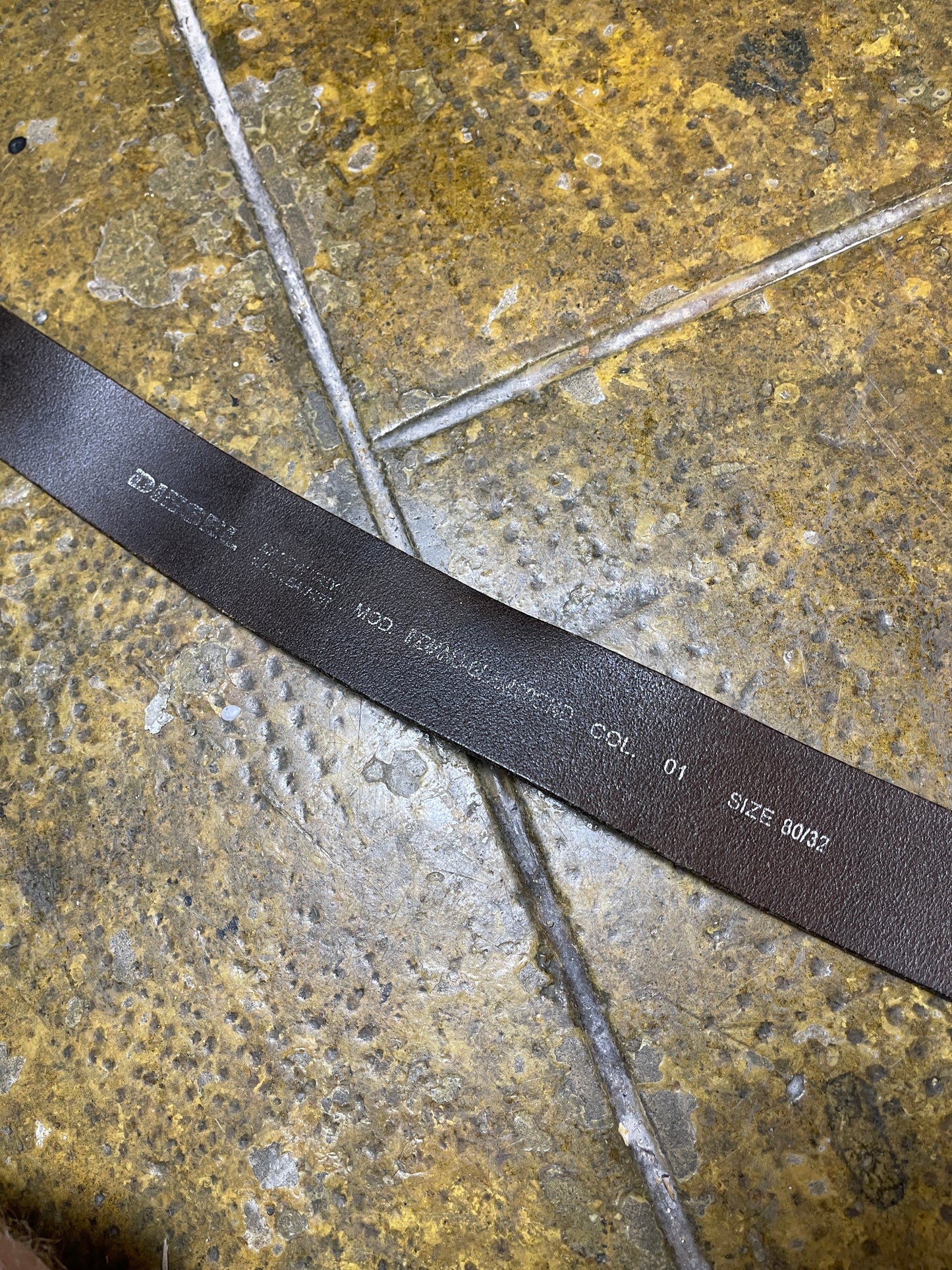Diesel Leather Metal Big Buckle Belt Brown Silver 2000s y2k - 80cm