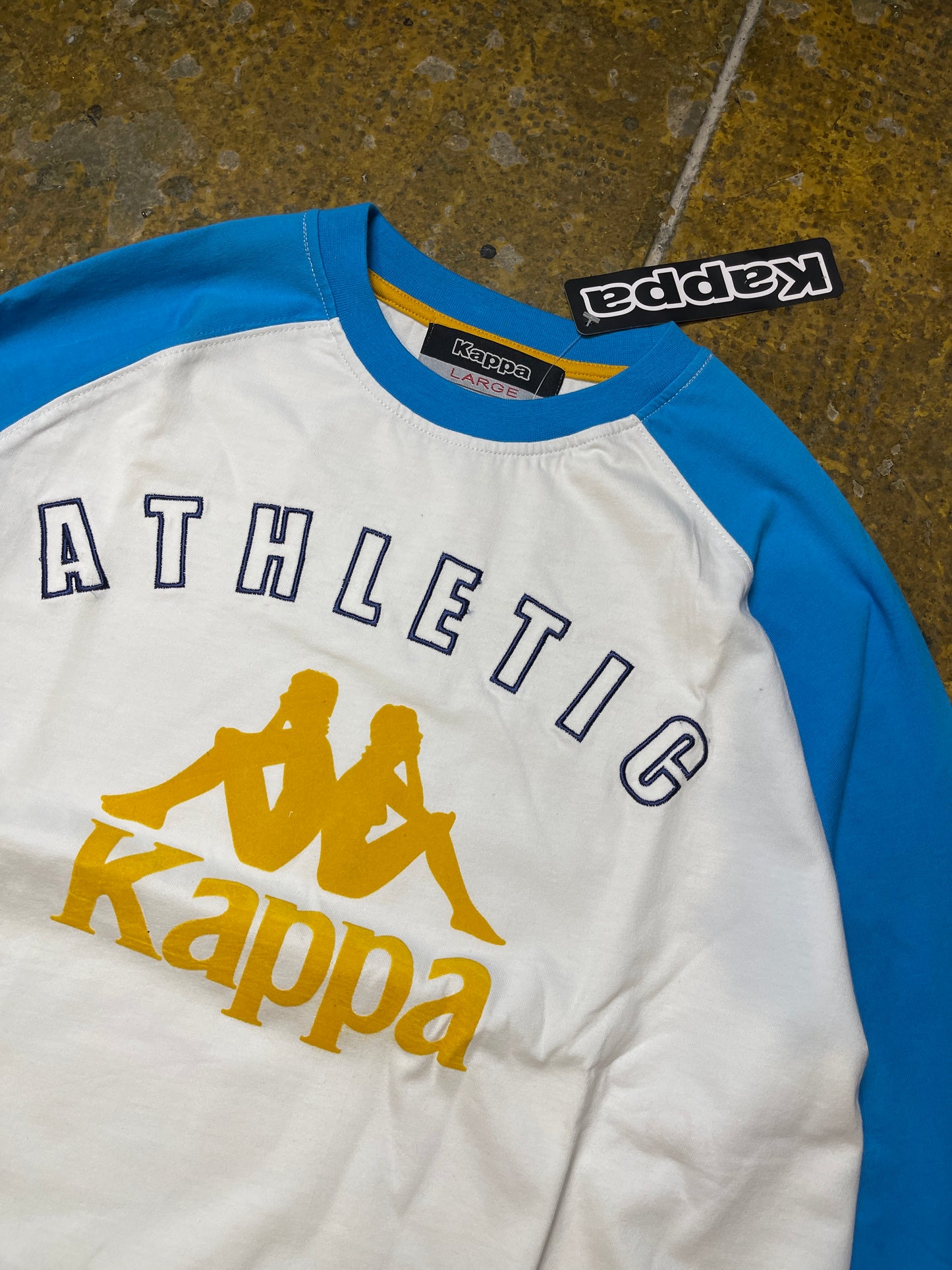 Kappa Longsleeve White Blue 2000s y2k Deadstock - L