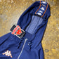 Vintage Kappa Zip Through Sport Sweatshirt Navy Orange 1990s Deadstock - M