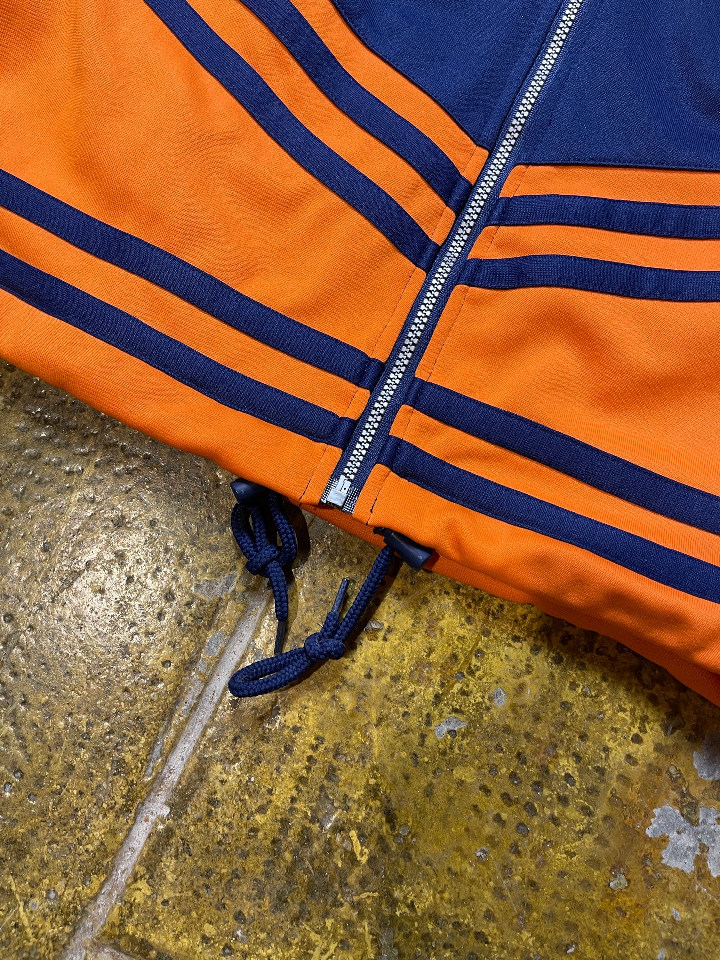 Vintage Kappa Zip Through Sport Sweatshirt Navy Orange 1990s Deadstock - M