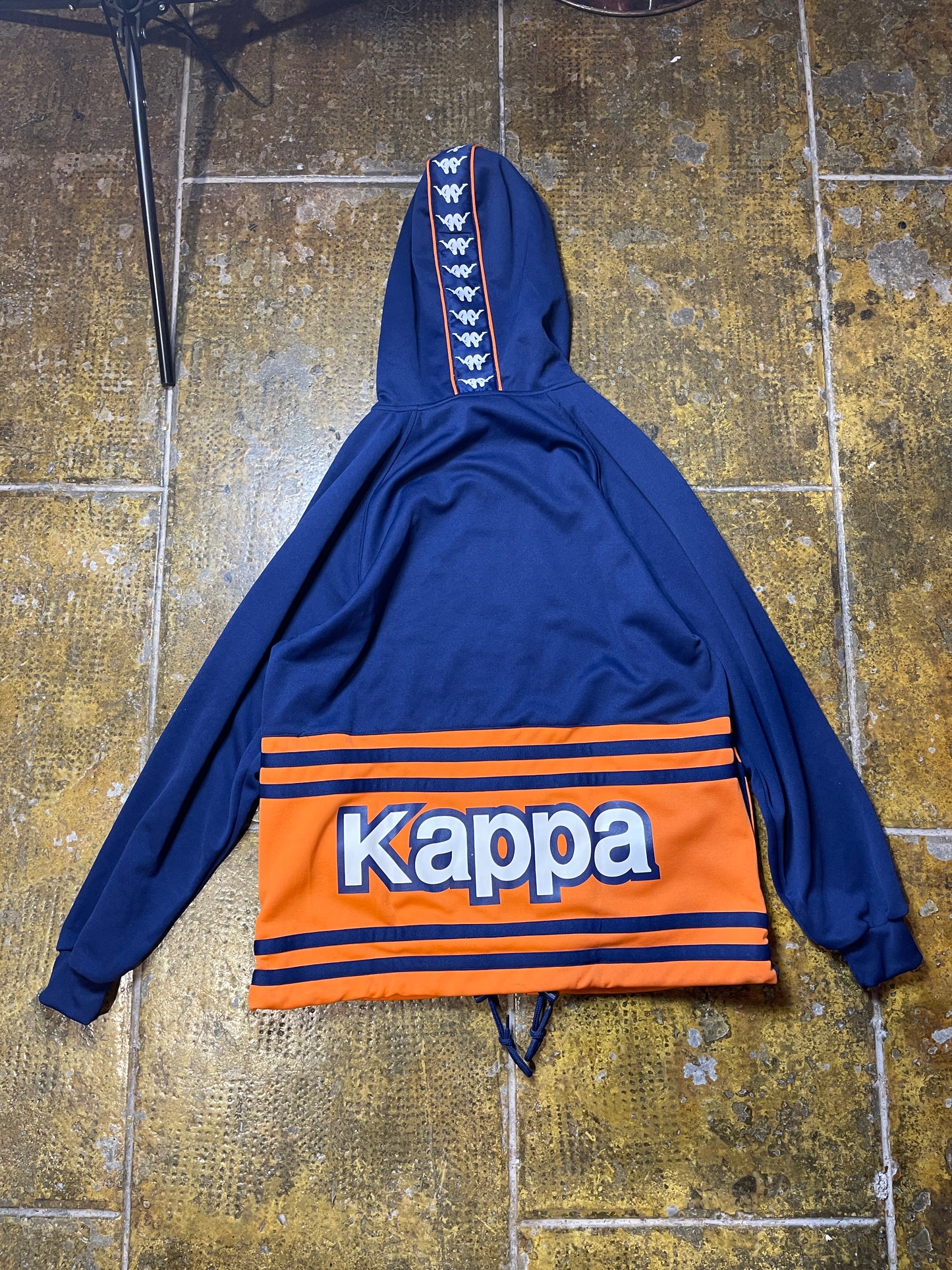 Vintage Kappa Zip Through Sport Sweatshirt Navy Orange 1990s Deadstock - M