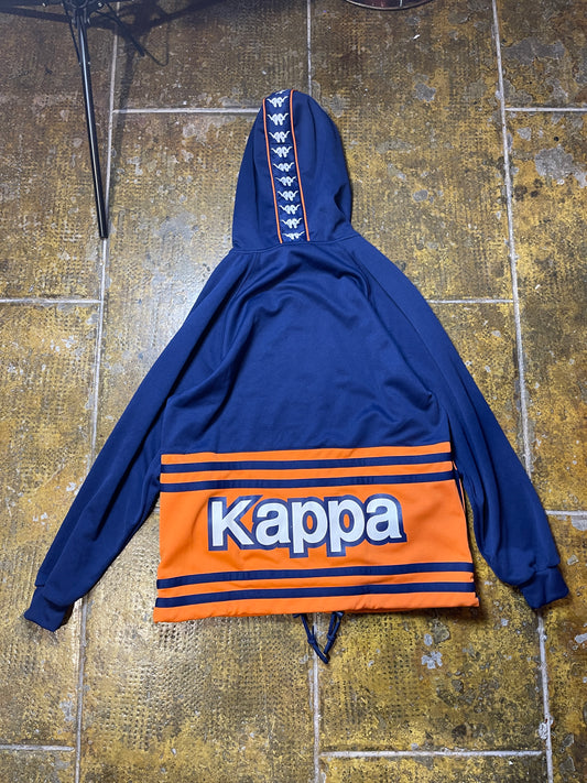 Vintage Kappa Zip Through Sport Sweatshirt Navy Orange 1990s Deadstock - M