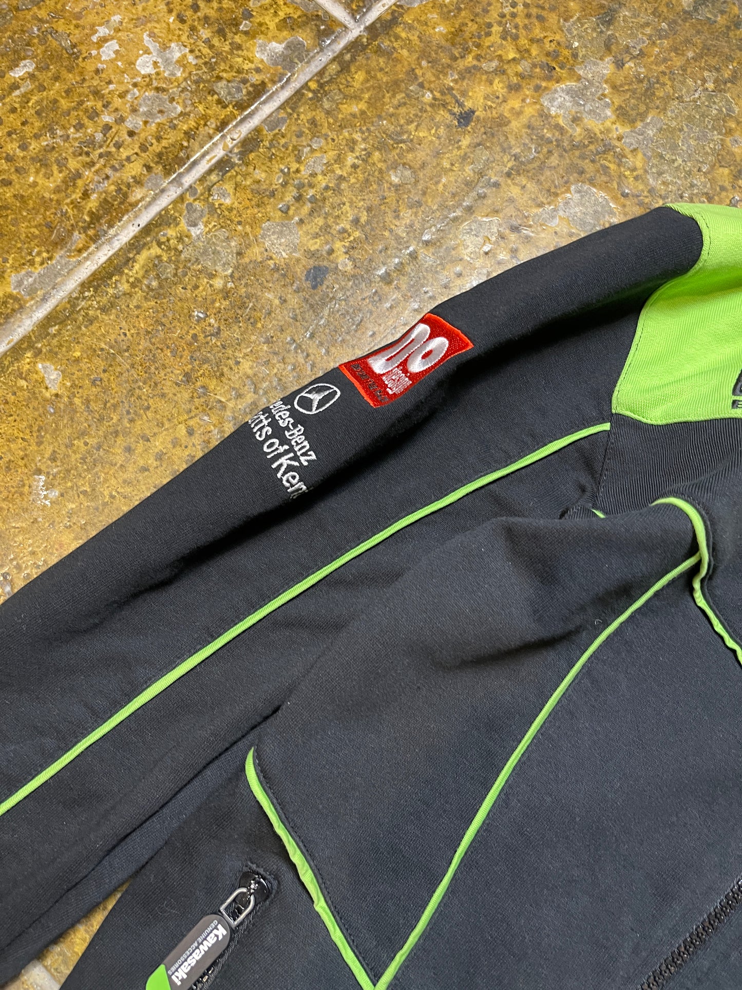 Kawasaki Sport Zip Through Racing Jacket Black Green 2000s y2k - S
