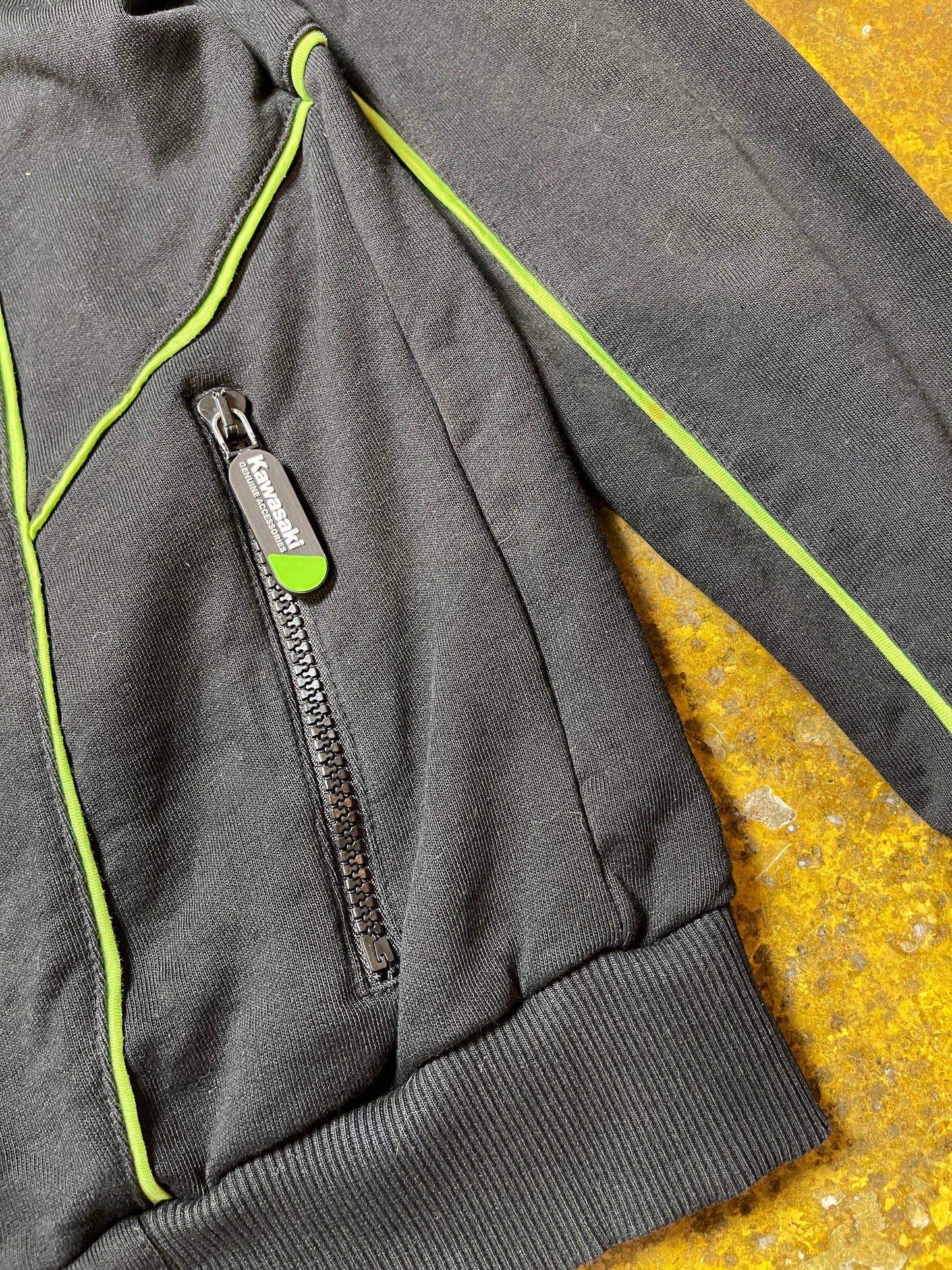 Kawasaki Sport Zip Through Racing Jacket Black Green 2000s y2k - S