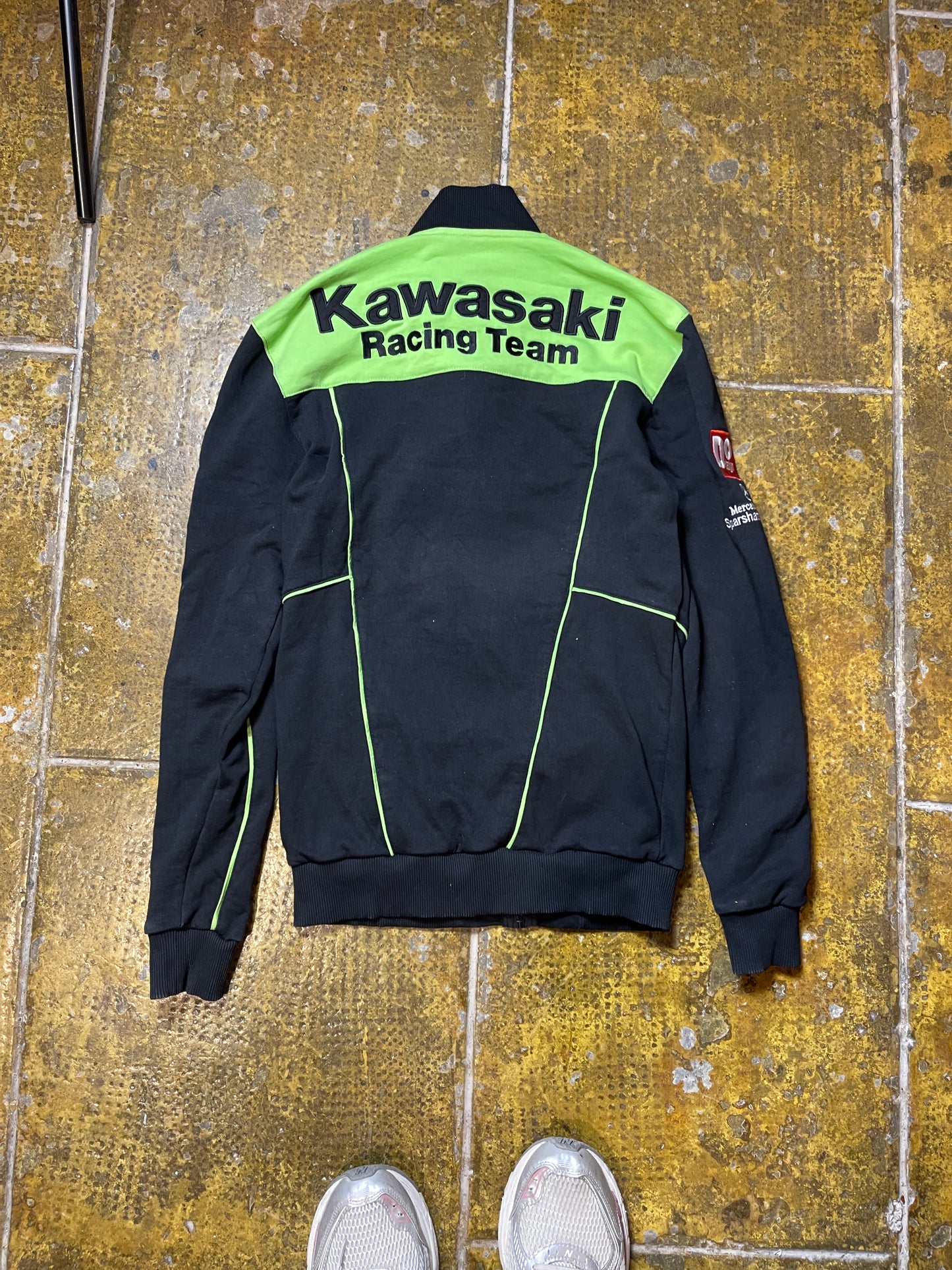 Kawasaki Sport Zip Through Racing Jacket Black Green 2000s y2k - S